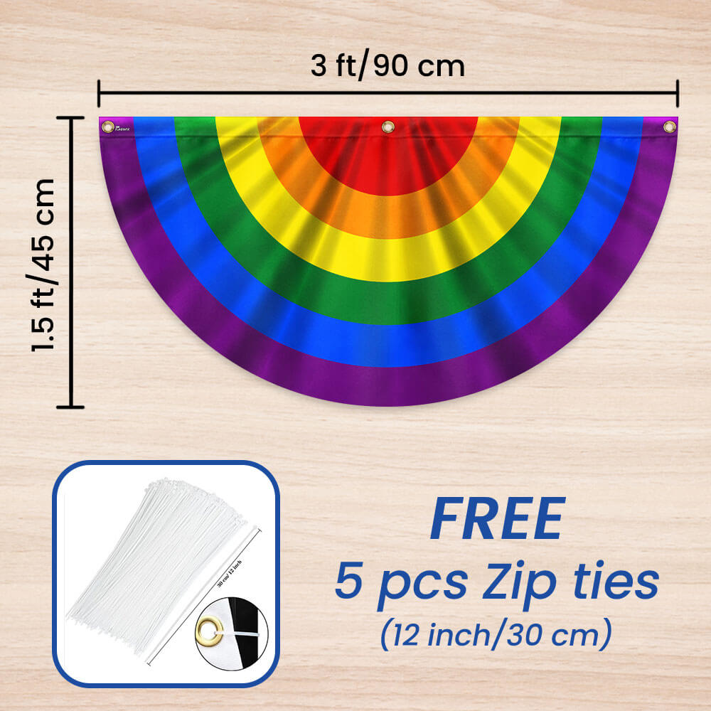 Rainbow LGBT Pride Non-Pleated Fan Flag