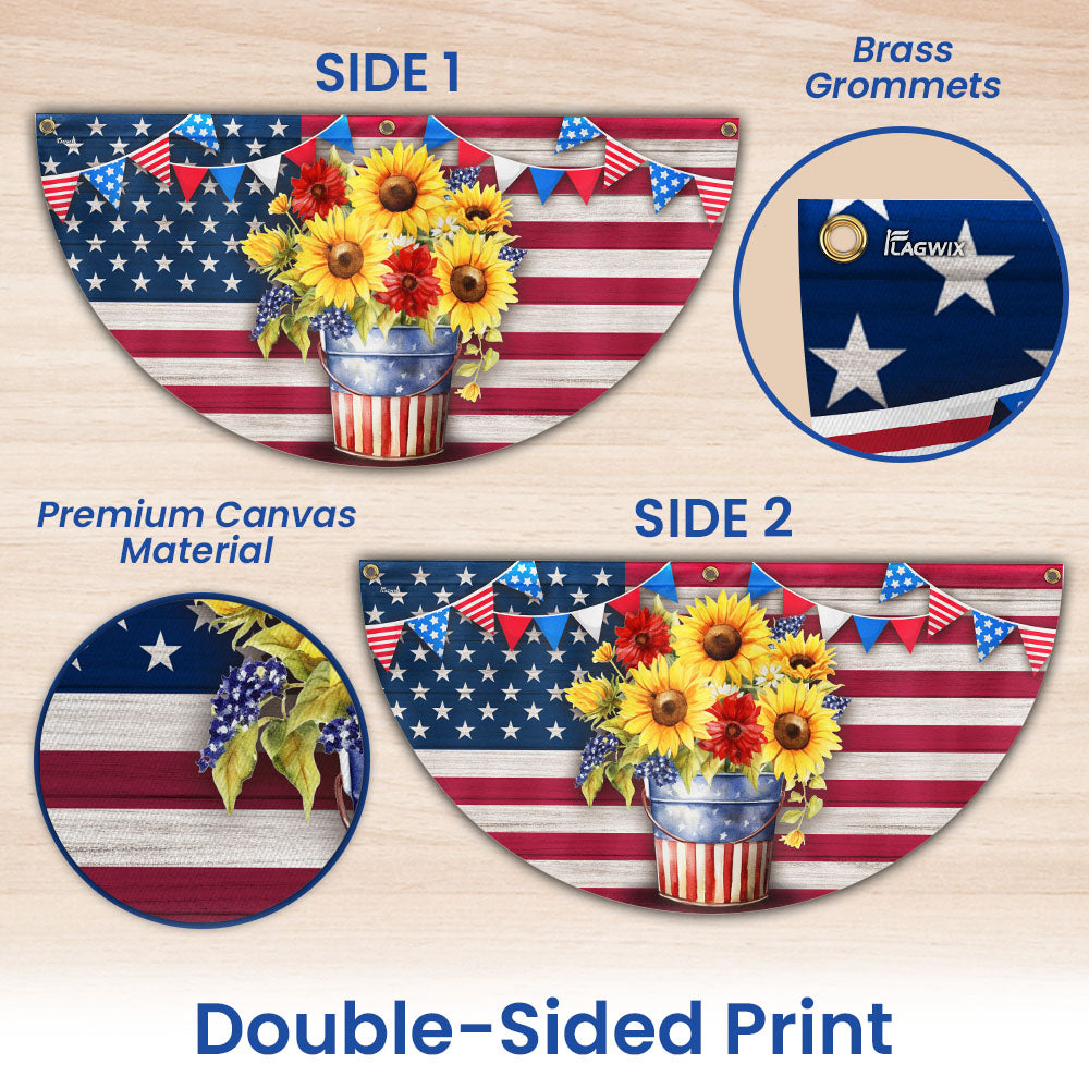 Flagwix American Flag - Sunflowers Happy 4th of july Patriotic Non-Pleated Fan Flag