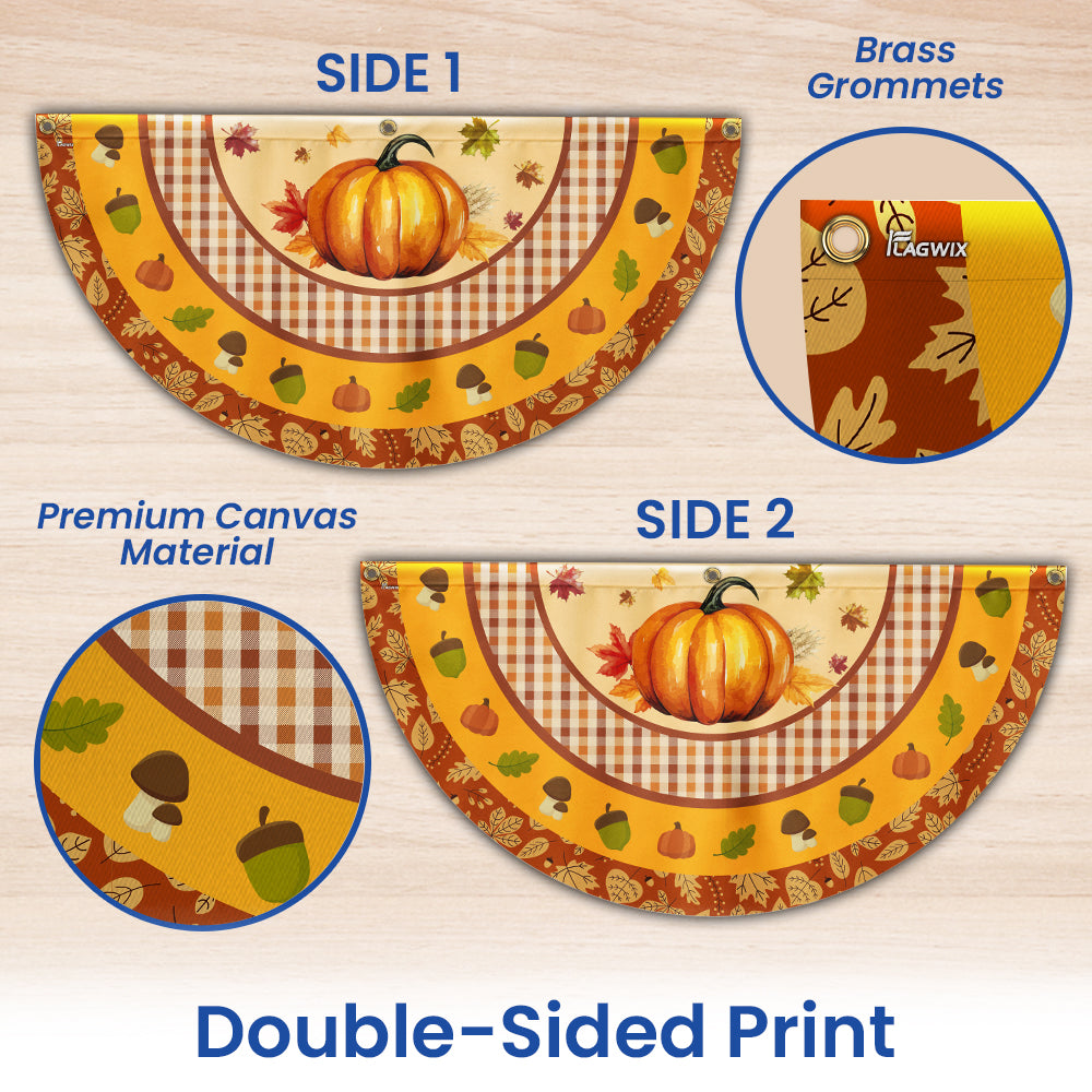 Fall Flag Pumpkin Thanksgiving Non-Pleated Fan Flag