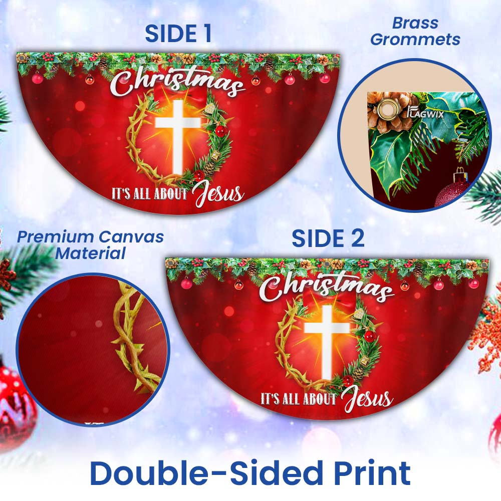 Christmas It's All About Jesus Non-Pleated Fan Flag