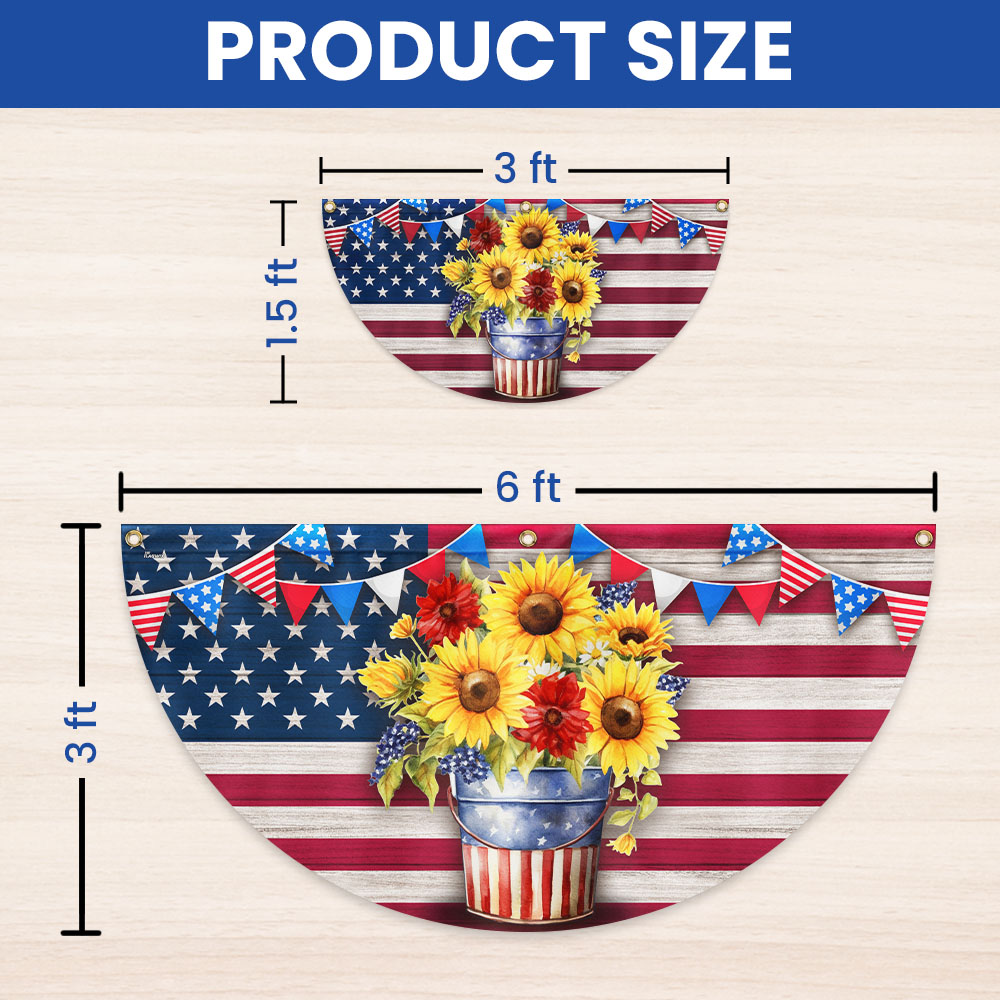 Flagwix American Flag - Sunflowers Happy 4th of july Patriotic Non-Pleated Fan Flag