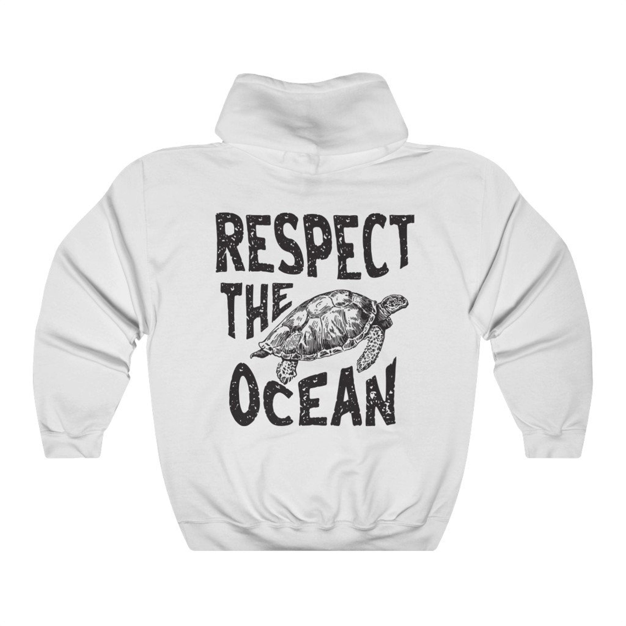 Respect the Ocean Oversized Surf Hoodie – Turtle Back Print - Image 4
