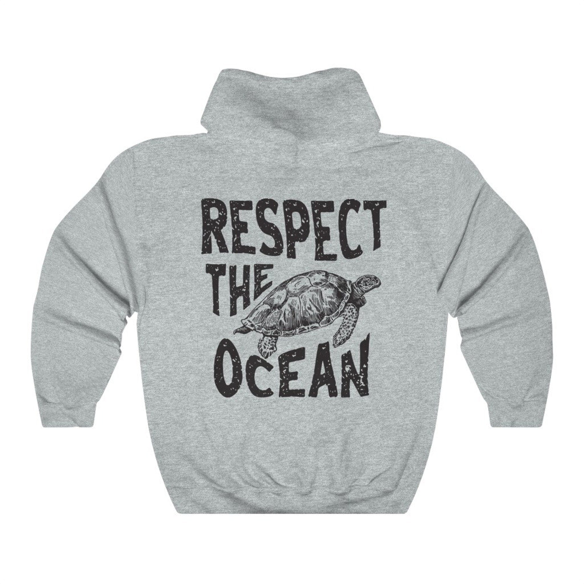 Respect the Ocean Oversized Surf Hoodie – Turtle Back Print - Image 7