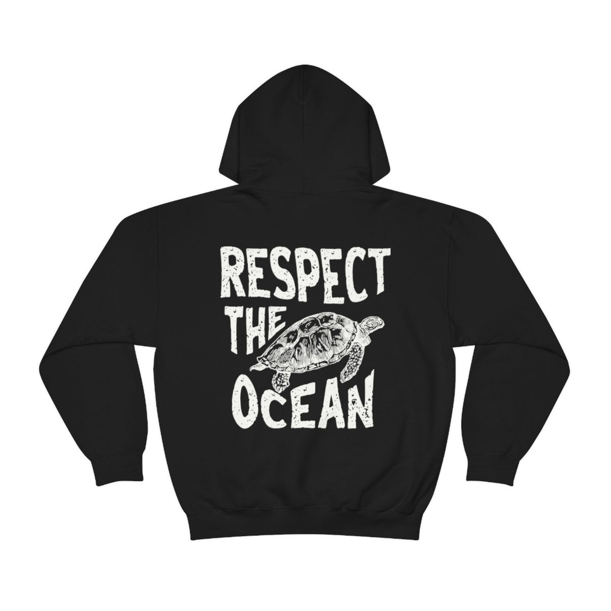 Respect the Ocean Hoodie – Carolina Blue Surf Turtle - Image 4