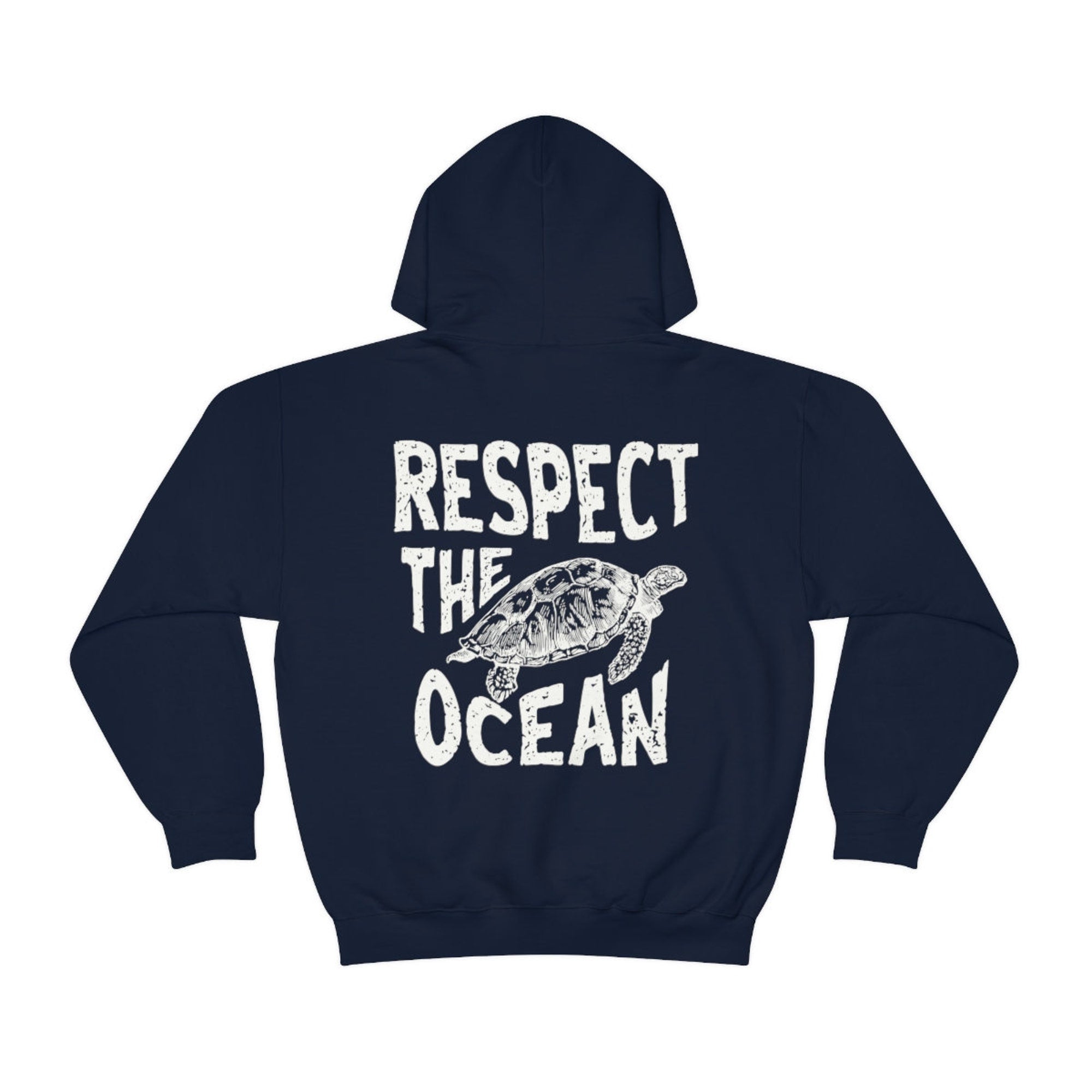 Respect the Ocean Hoodie – Carolina Blue Surf Turtle - Image 6