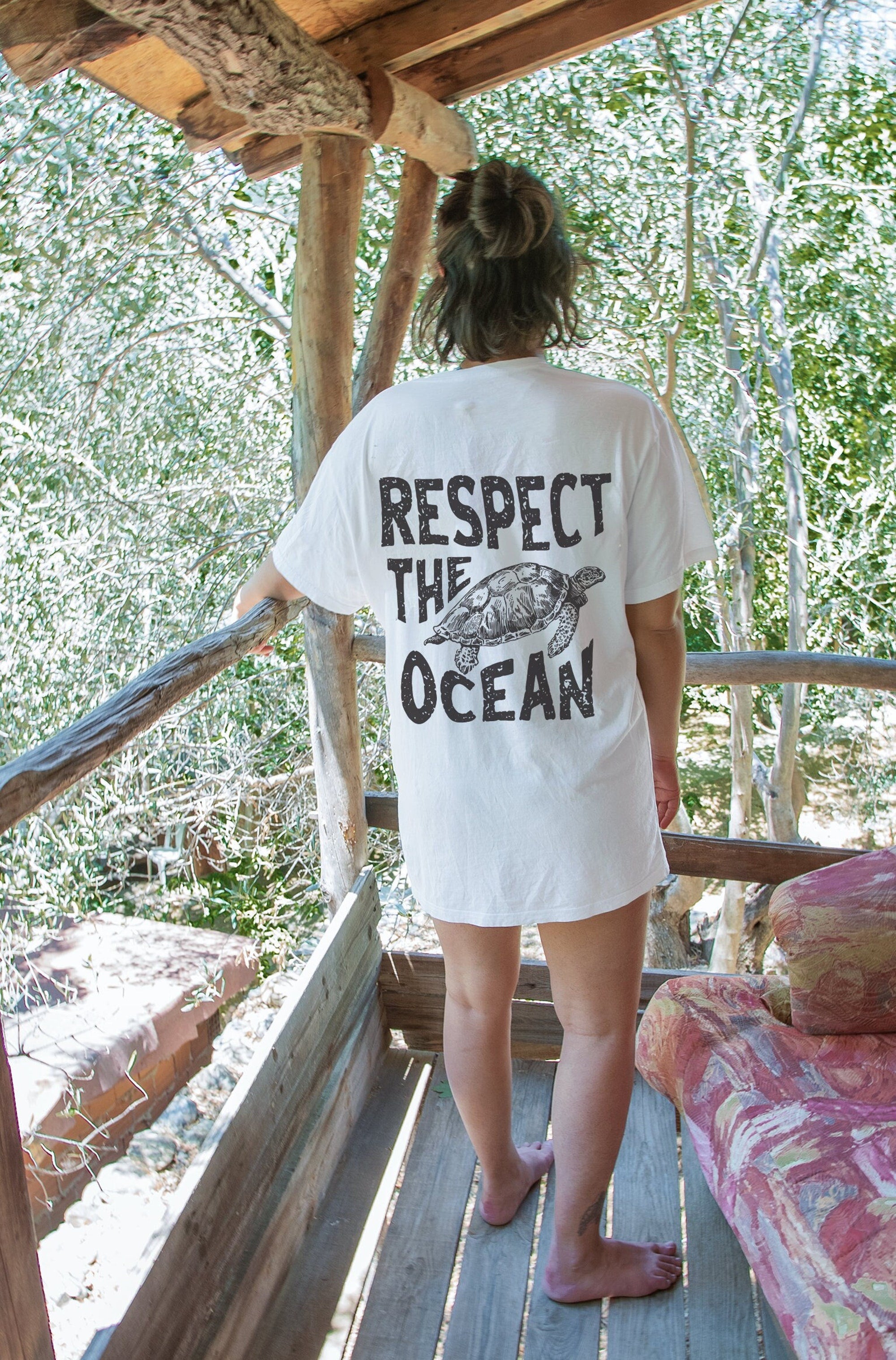 Respect the Ocean Graphic Tee – Unisex Beach & Surf Shirt - Image 3