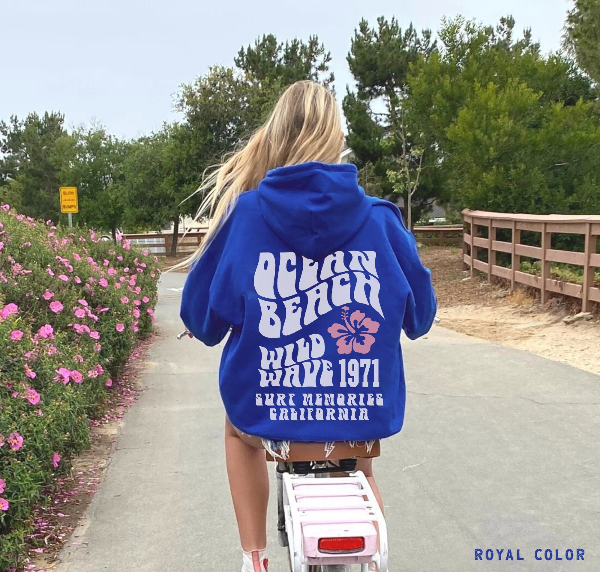 Ocean Beach California Surf Hoodie (Front & Back Print) - Image 5