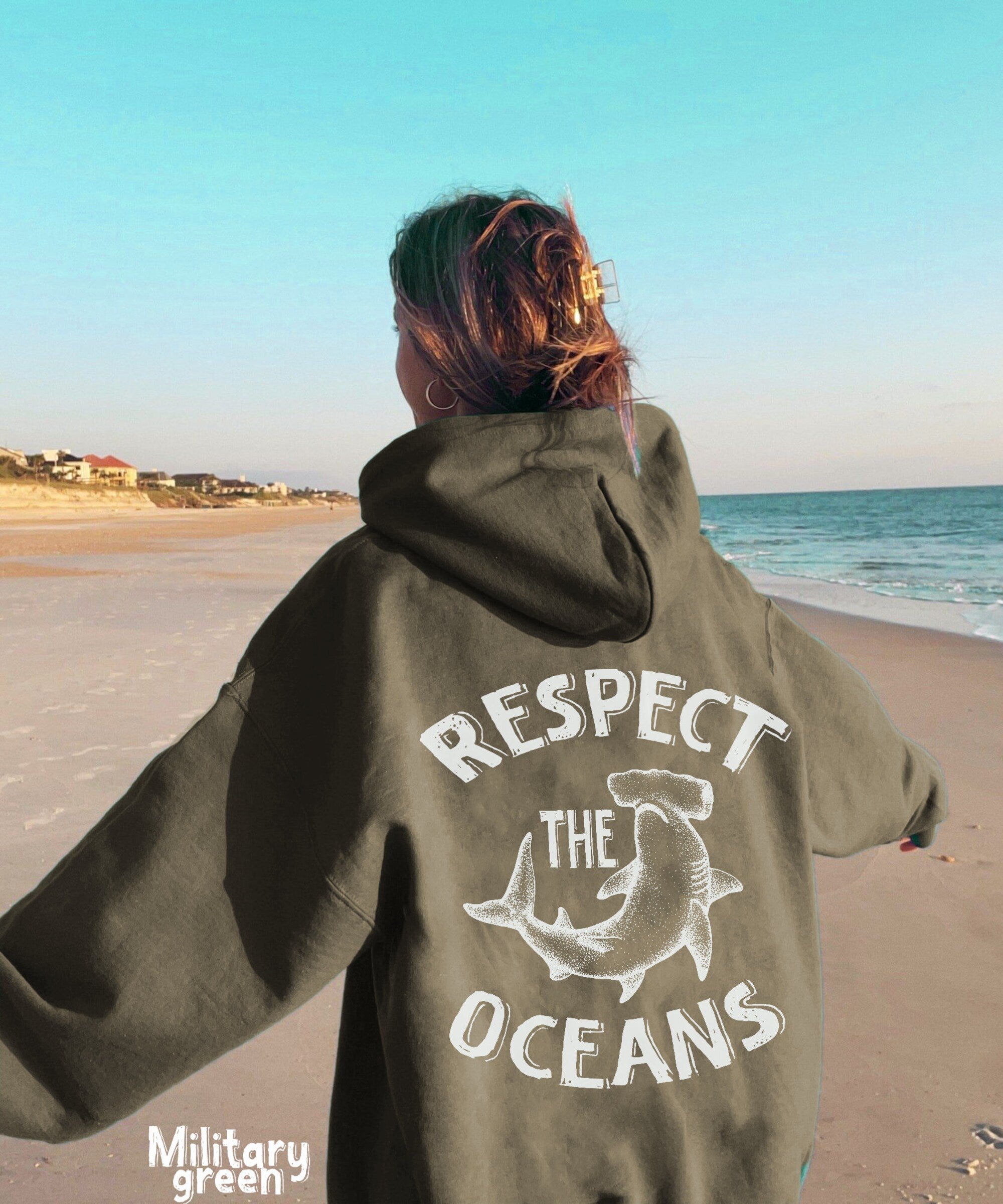 Hammerhead Shark Hoodie – Respect Local Ocean Sweatshirt - Image 2