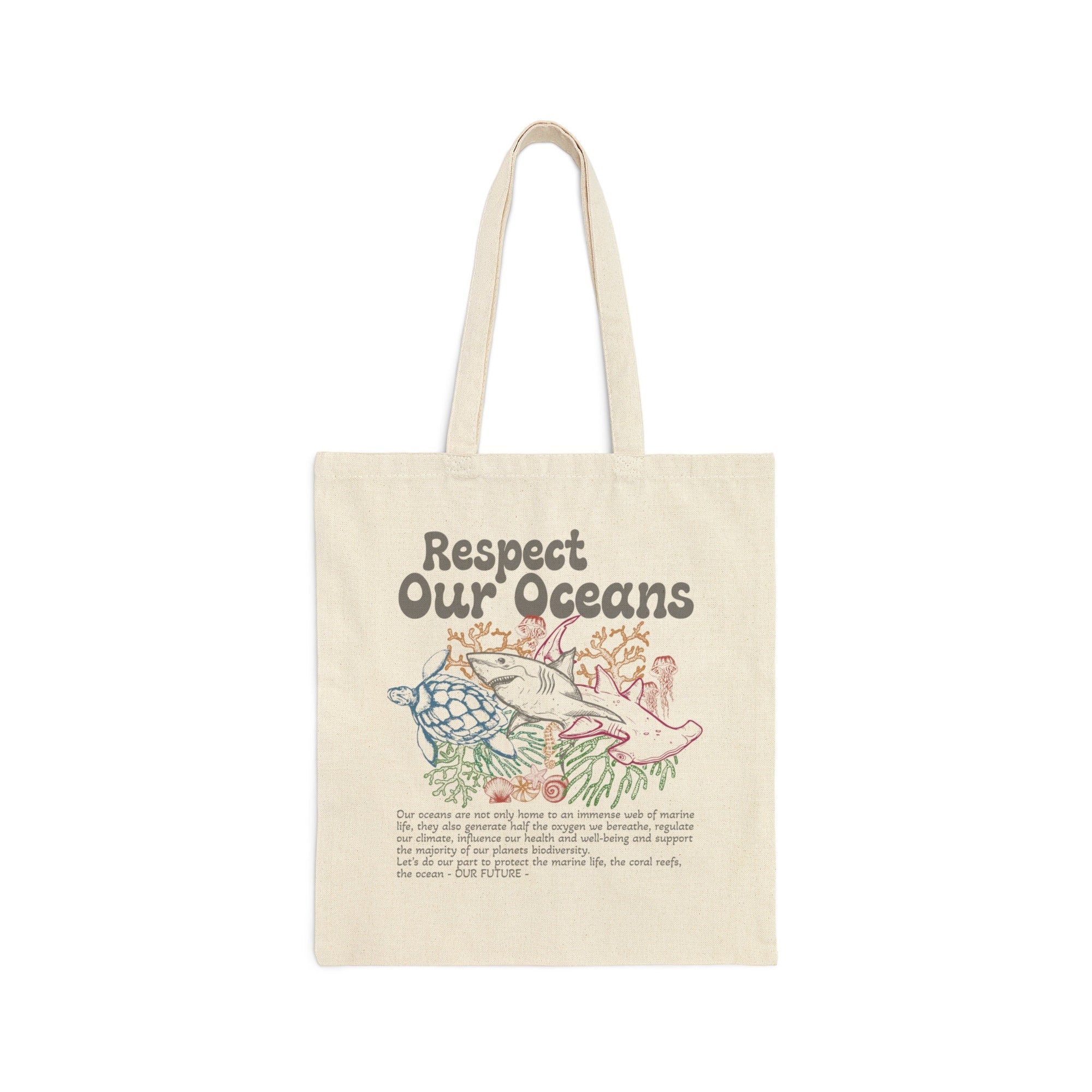 Respect the Oceans Cotton Canvas Tote Bag (15x16) – Beach - Image 4