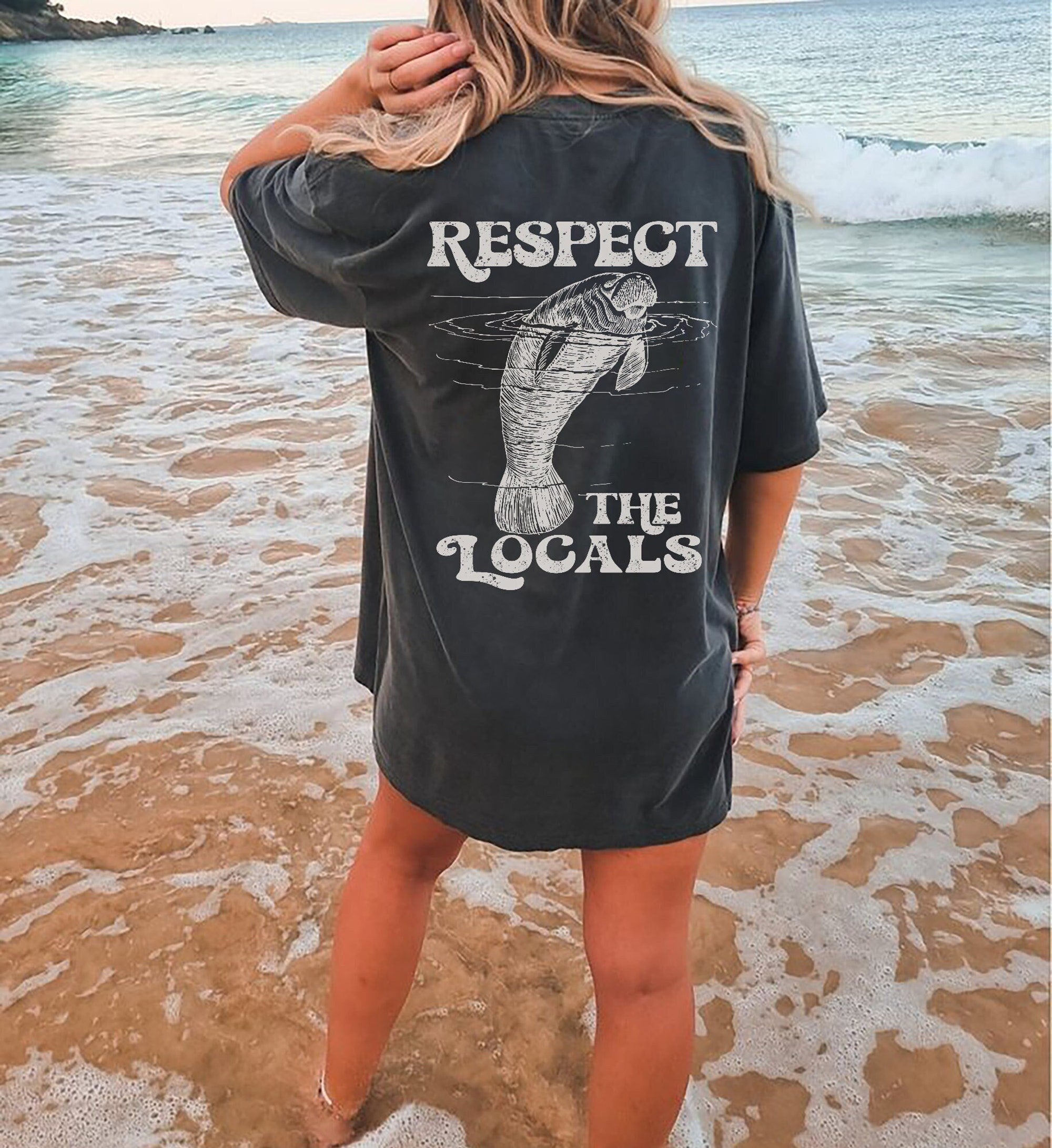 Respect the Locals Manatee Comfort Colors Ocean T-Shirt - Image 5