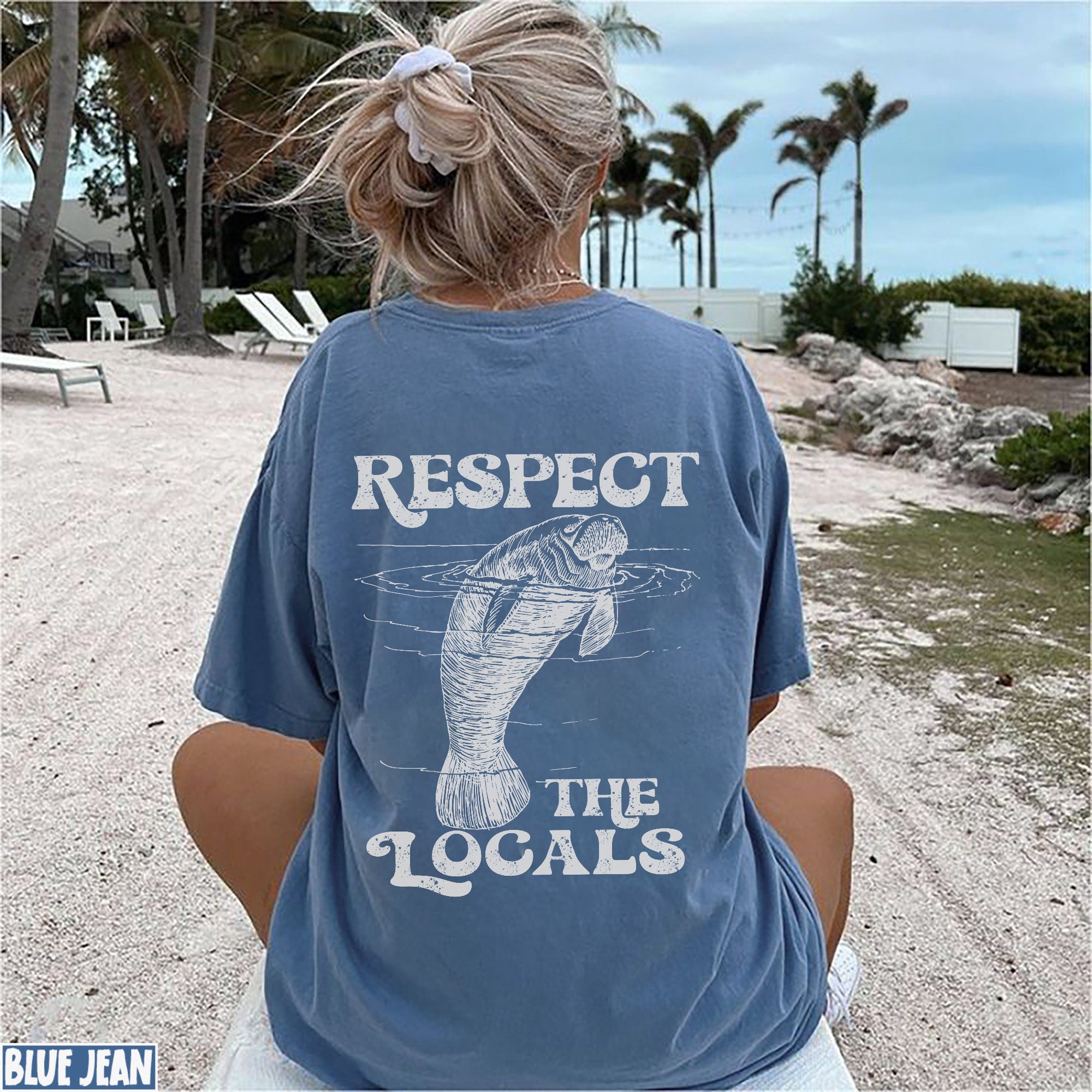 Respect the Locals Manatee Comfort Colors Ocean T-Shirt - Image 2