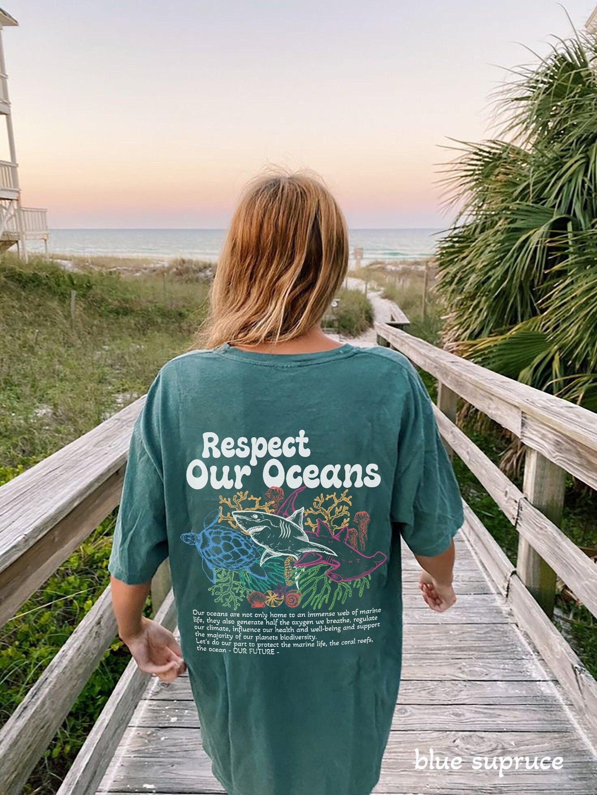 Save the Oceans Comfort Colors Tee – Vintage Beach Graphic