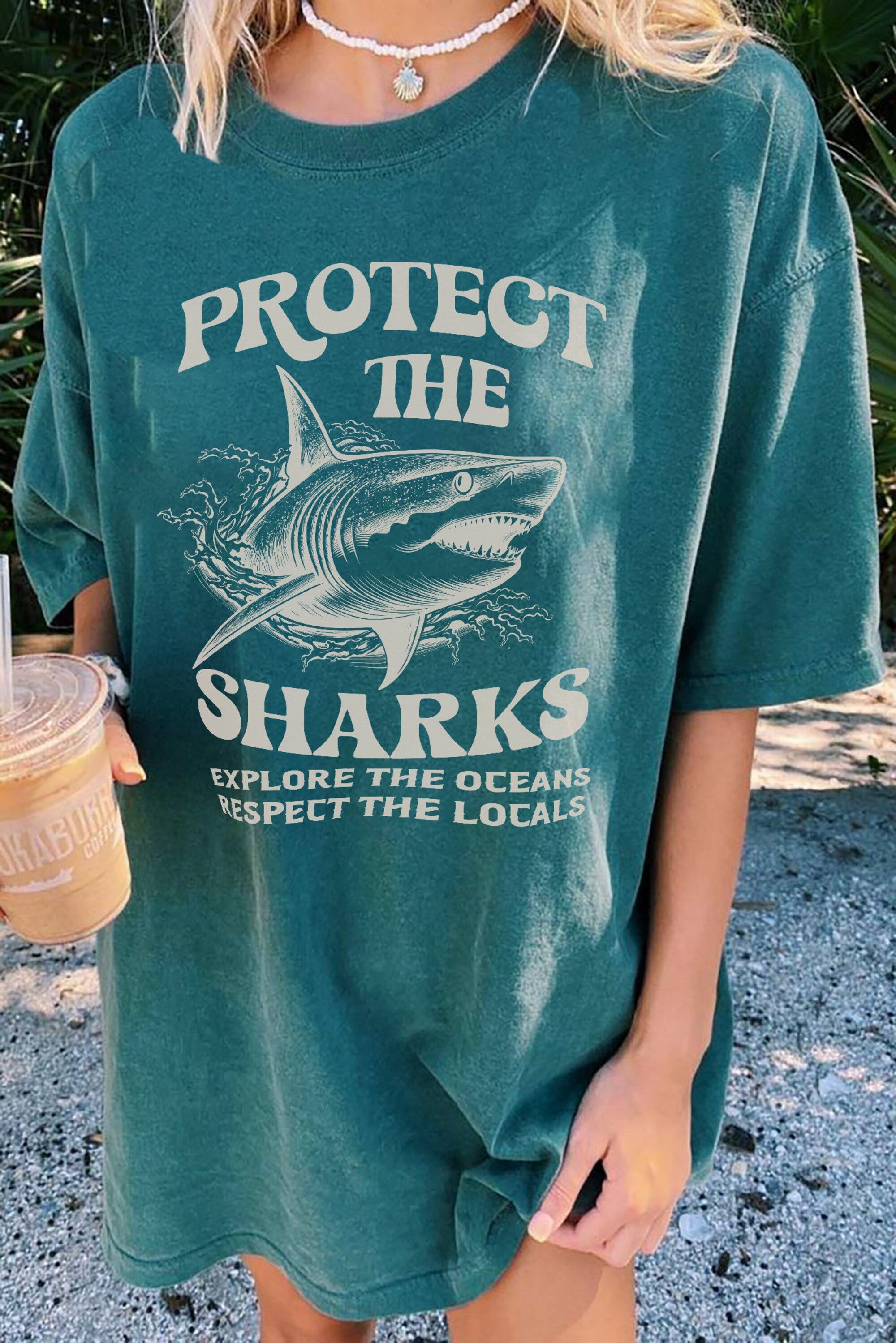 Respect The Locals Shark Tee – Vintage 90s Comfort Colors - Image 2