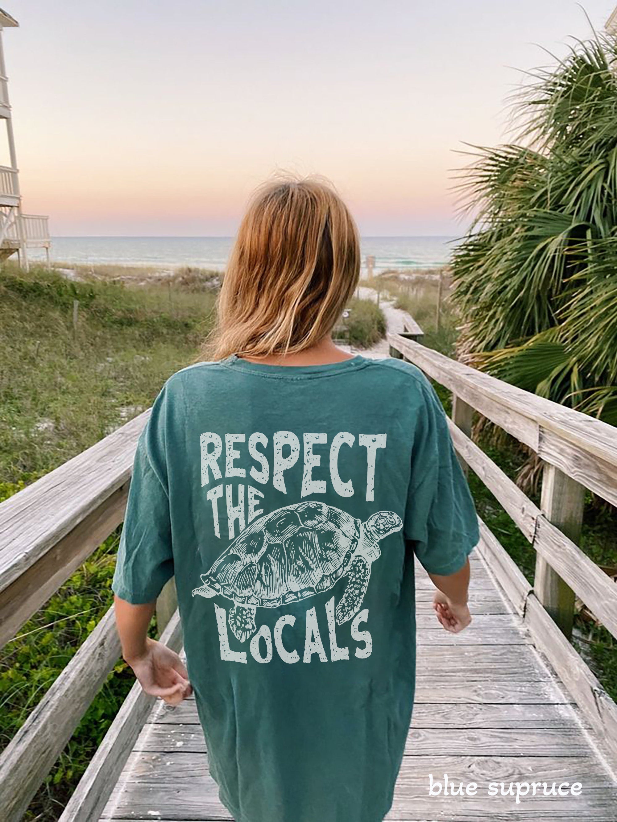 Respect The Locals Sea Turtle Comfort Colors T-Shirt - Image 2