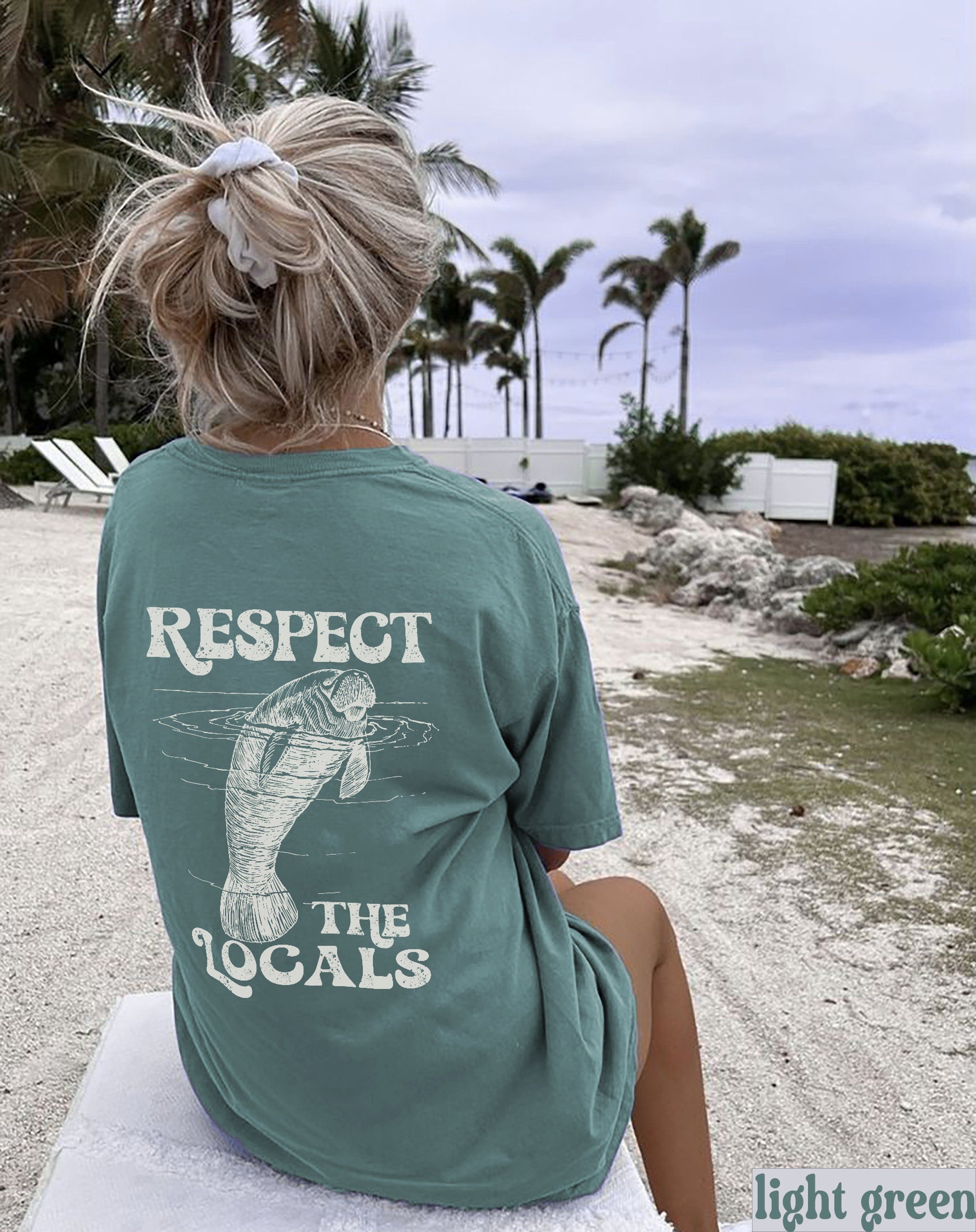 Respect the Locals Manatee Comfort Colors Ocean T-Shirt - Image 3
