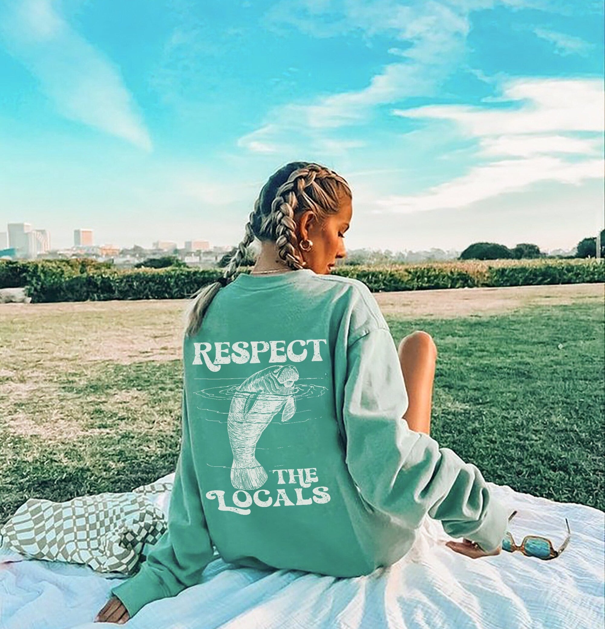 Manatee “Respect the Locals” Comfort Colors Crewneck Sweatshirt