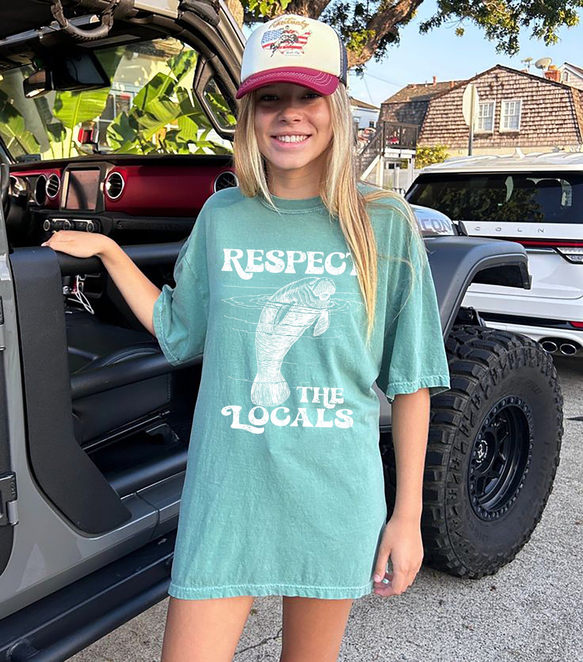 Save the Manatees Comfort Colors Ocean Tee | Respect the Locals - Image 2