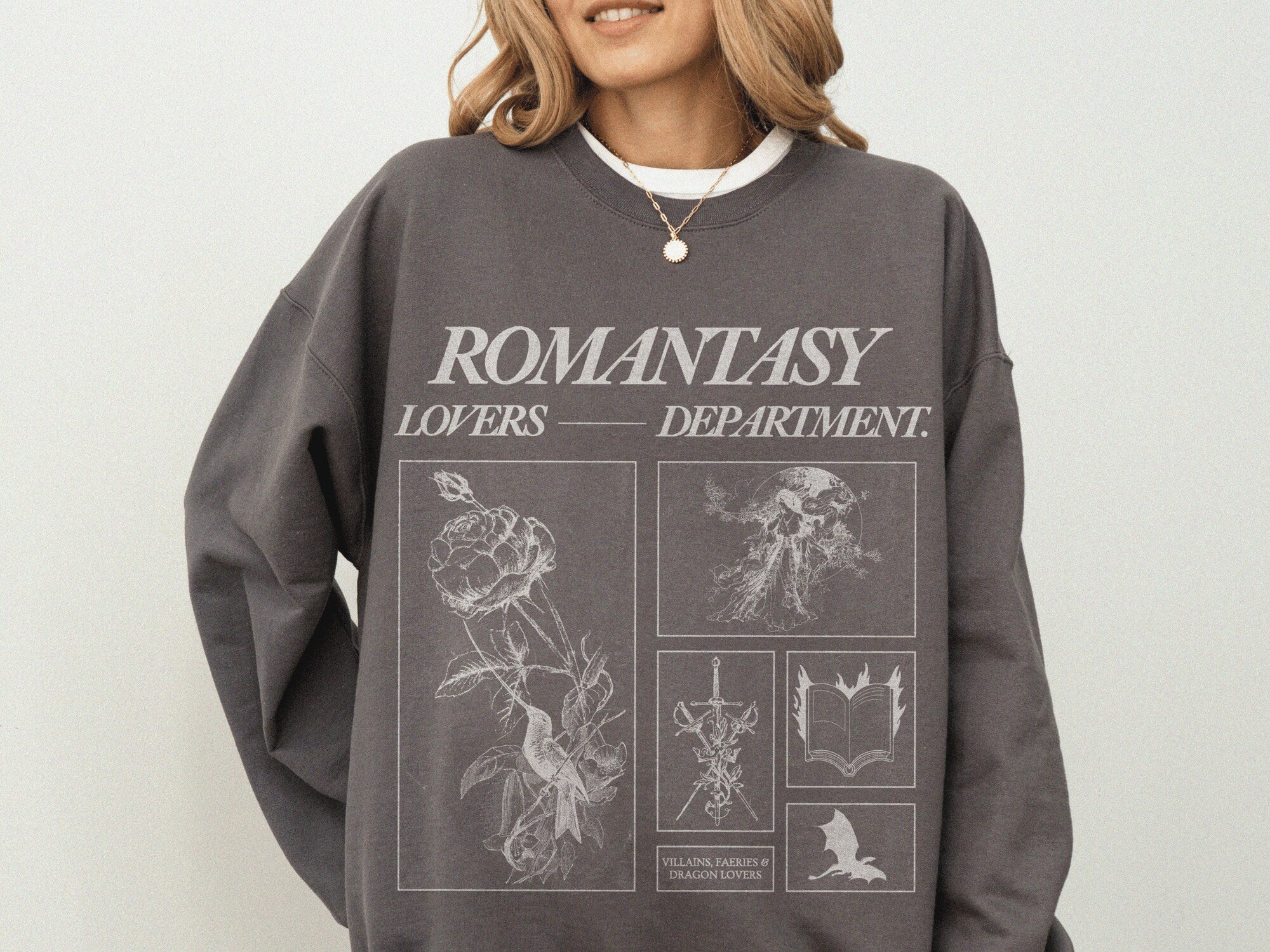 Romantasy Lovers Department Sweatshirt – Morally Grey Reader - Image 2