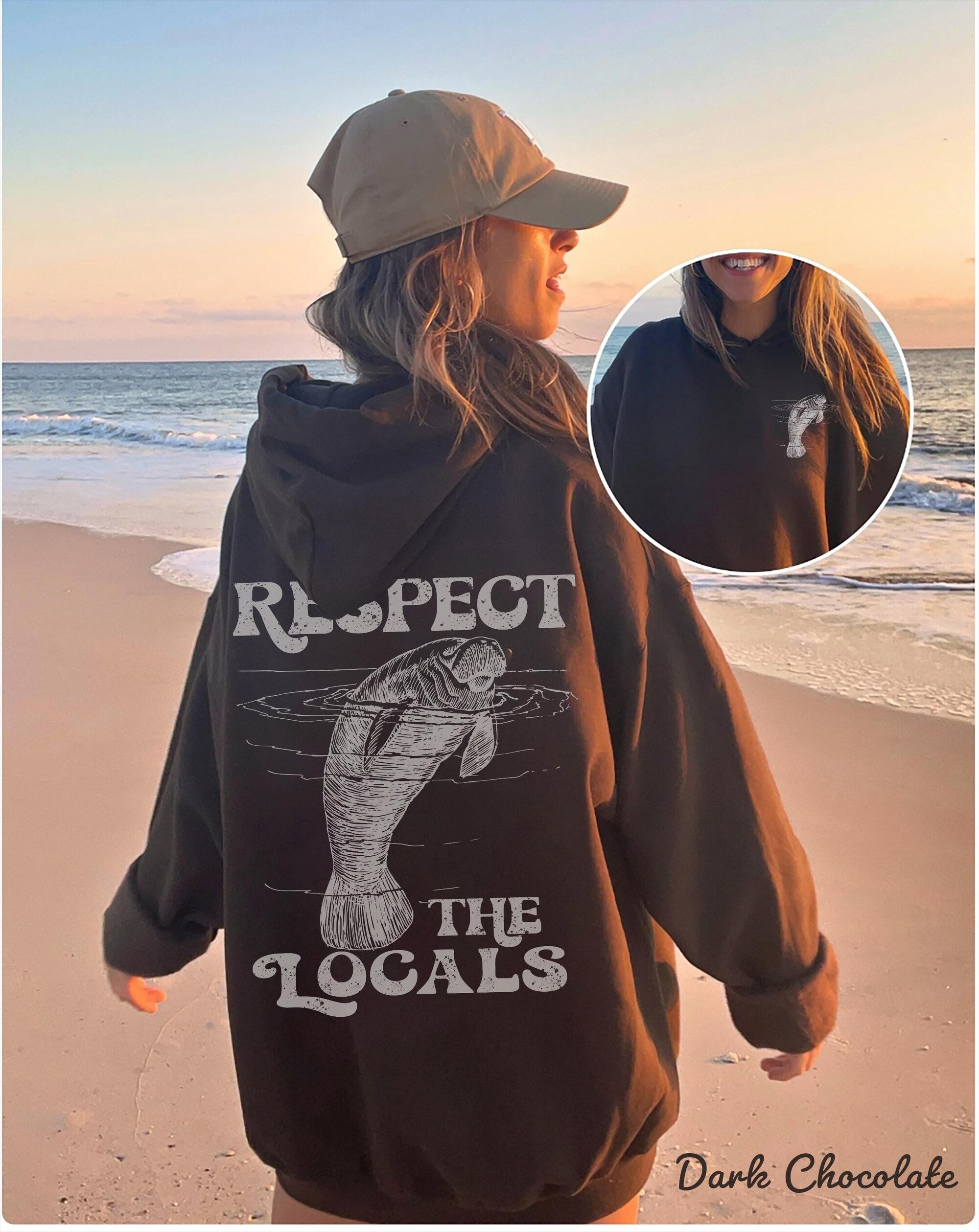 Respect the Local Manatee Hoodie – Cozy Beach Lover Sweatshirt - Image 5