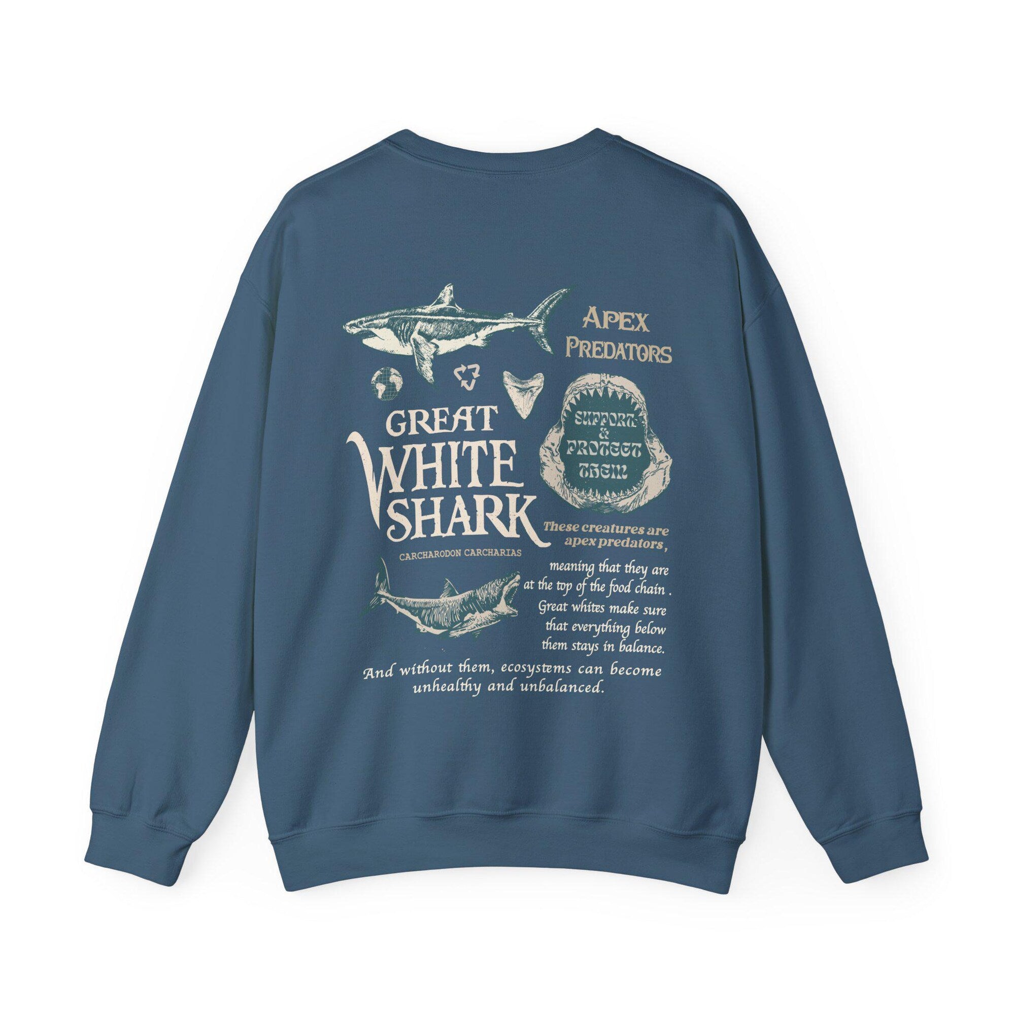 Great White Shark Crewneck Sweatshirt - Save the Oceans - Image 8