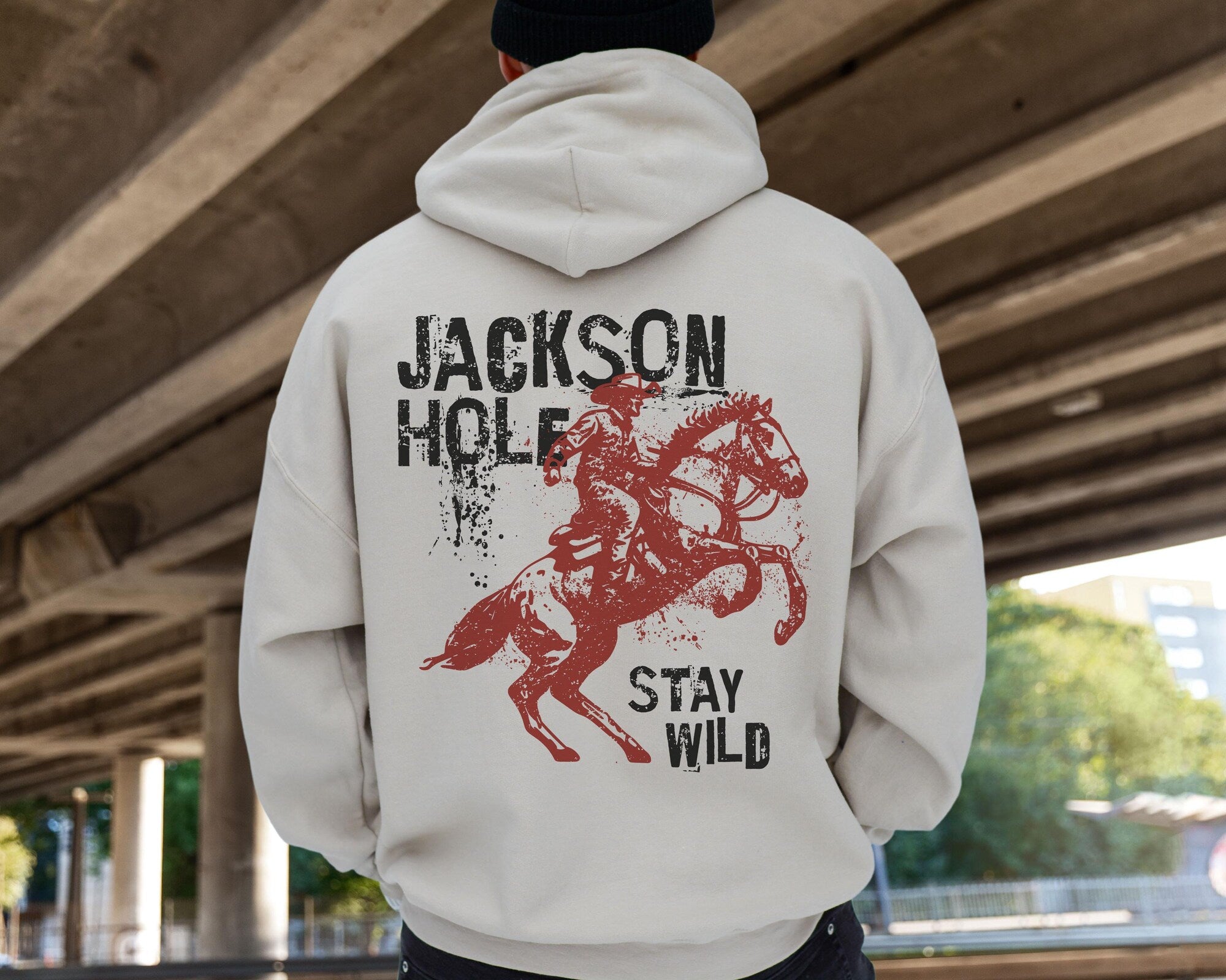 Jackson Hole Western Cowboy Hoodie – Retro Distressed Sweatshirt - Image 3