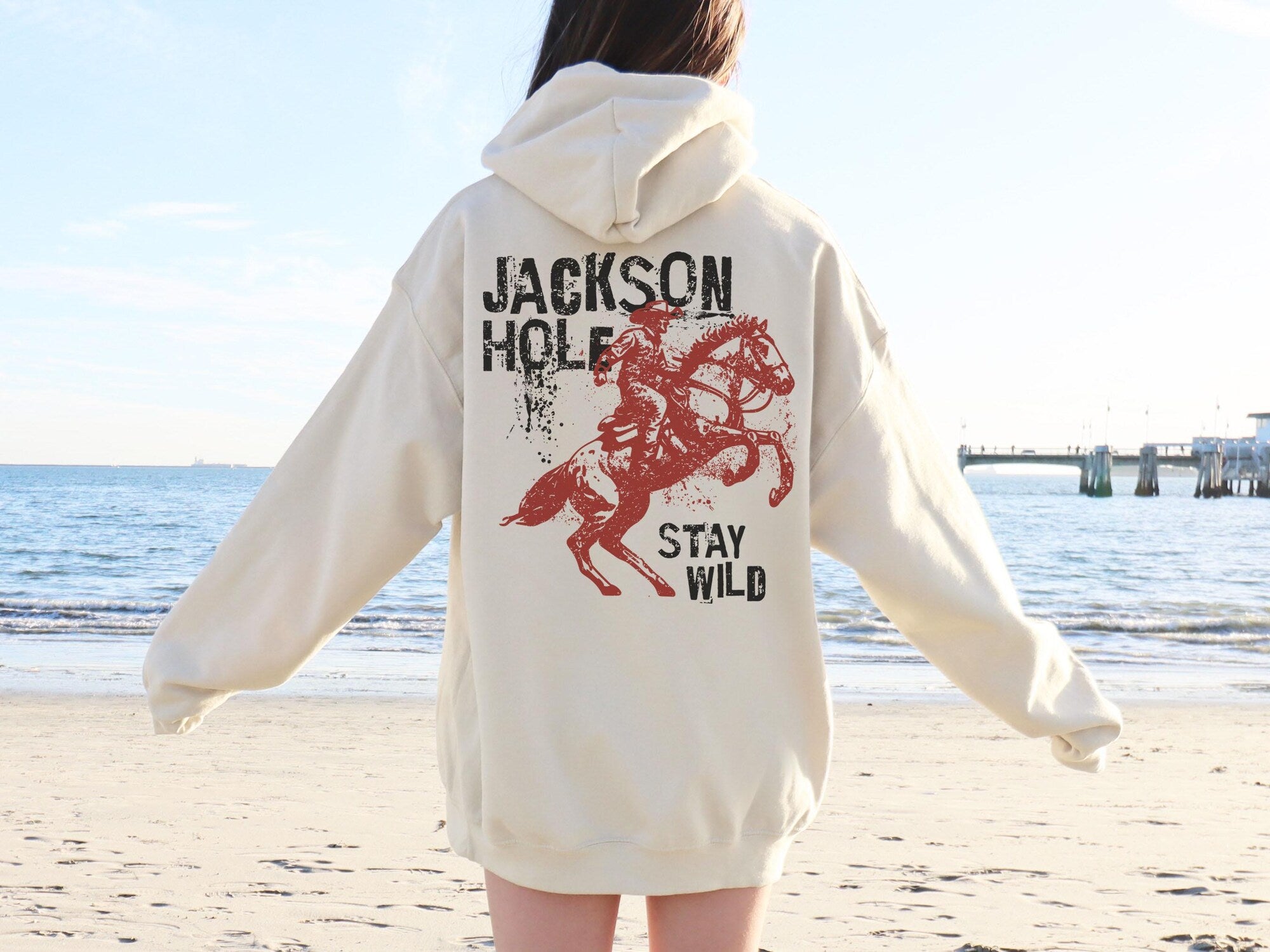 Jackson Hole Western Cowboy Hoodie – Retro Distressed Sweatshirt - Image 6