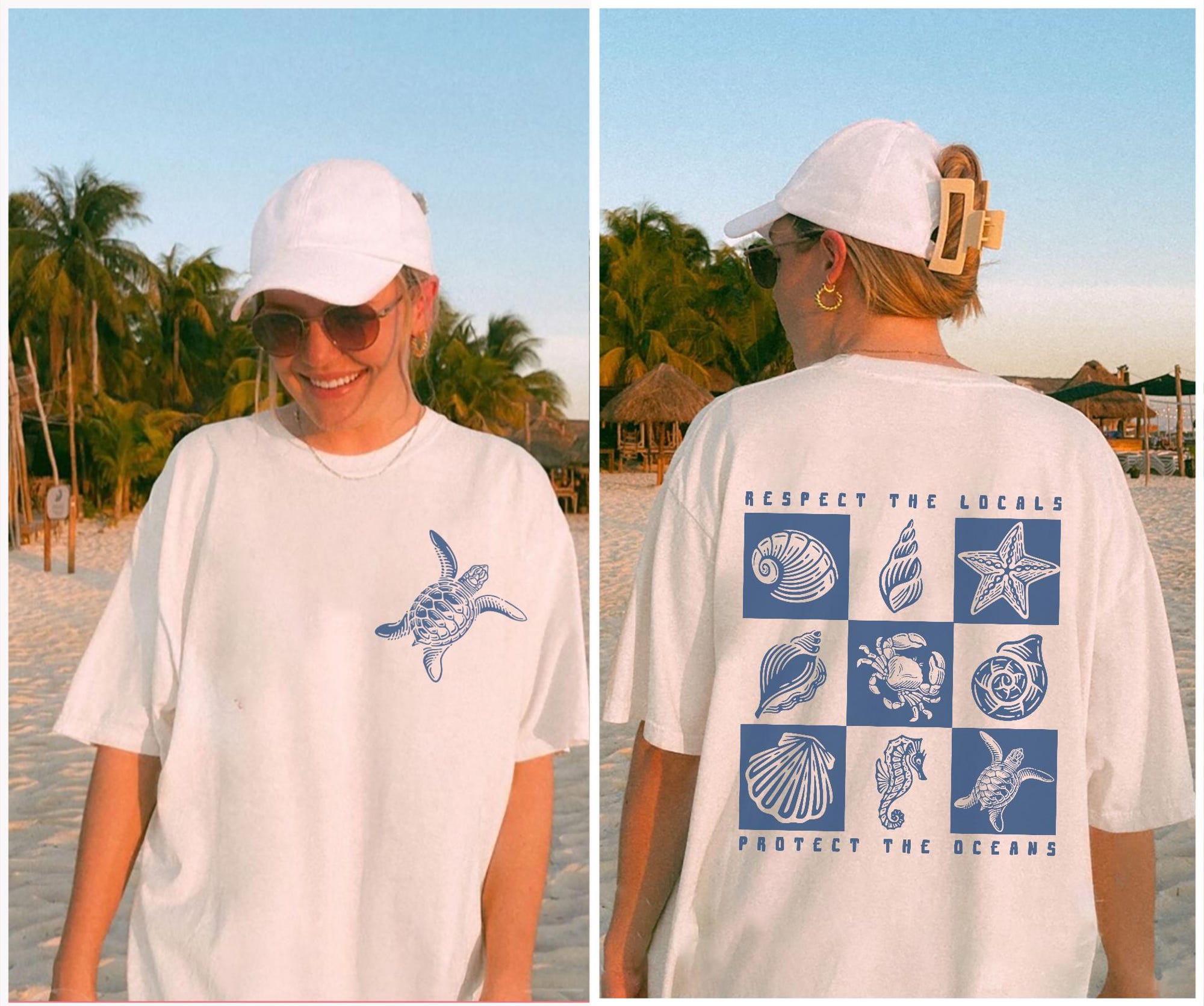 90s Ocean Comfort Colors Tee – Seashell & Sea Turtle Shirt - Image 6