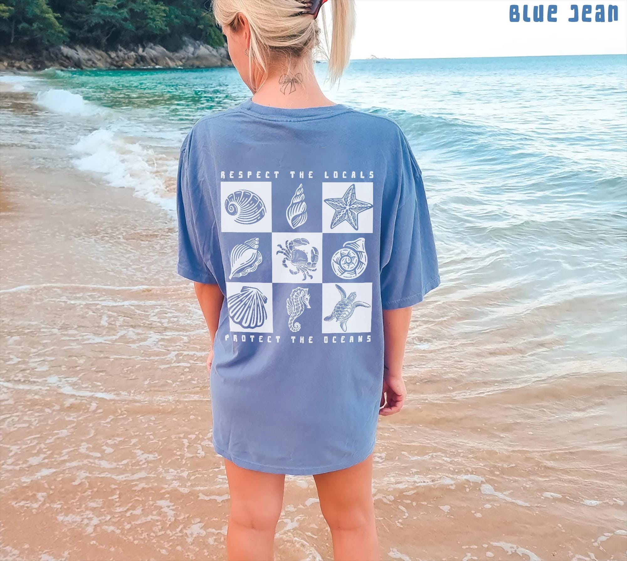 90s Ocean Comfort Colors Tee – Seashell & Sea Turtle Shirt - Image 7