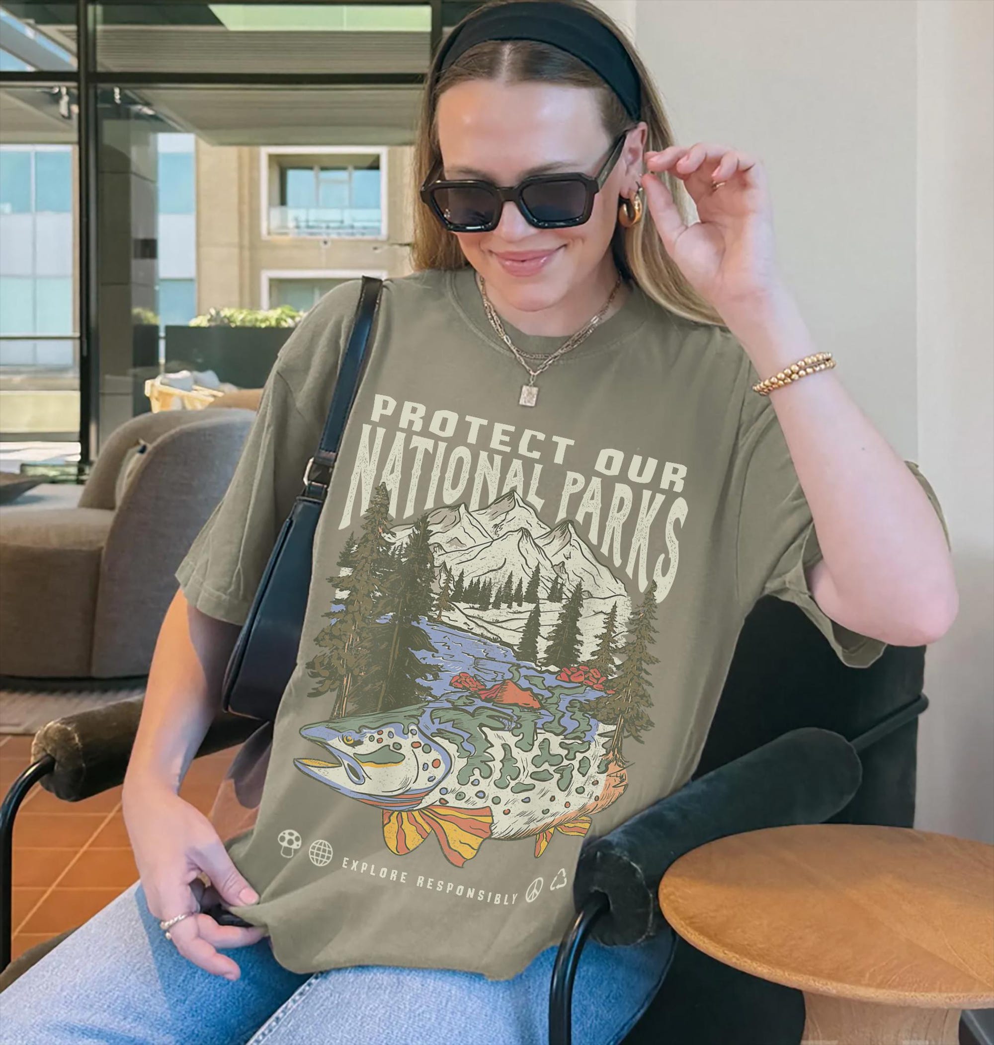 90s National Parks Comfort Colors Tee – Respect Wildlife - Image 4