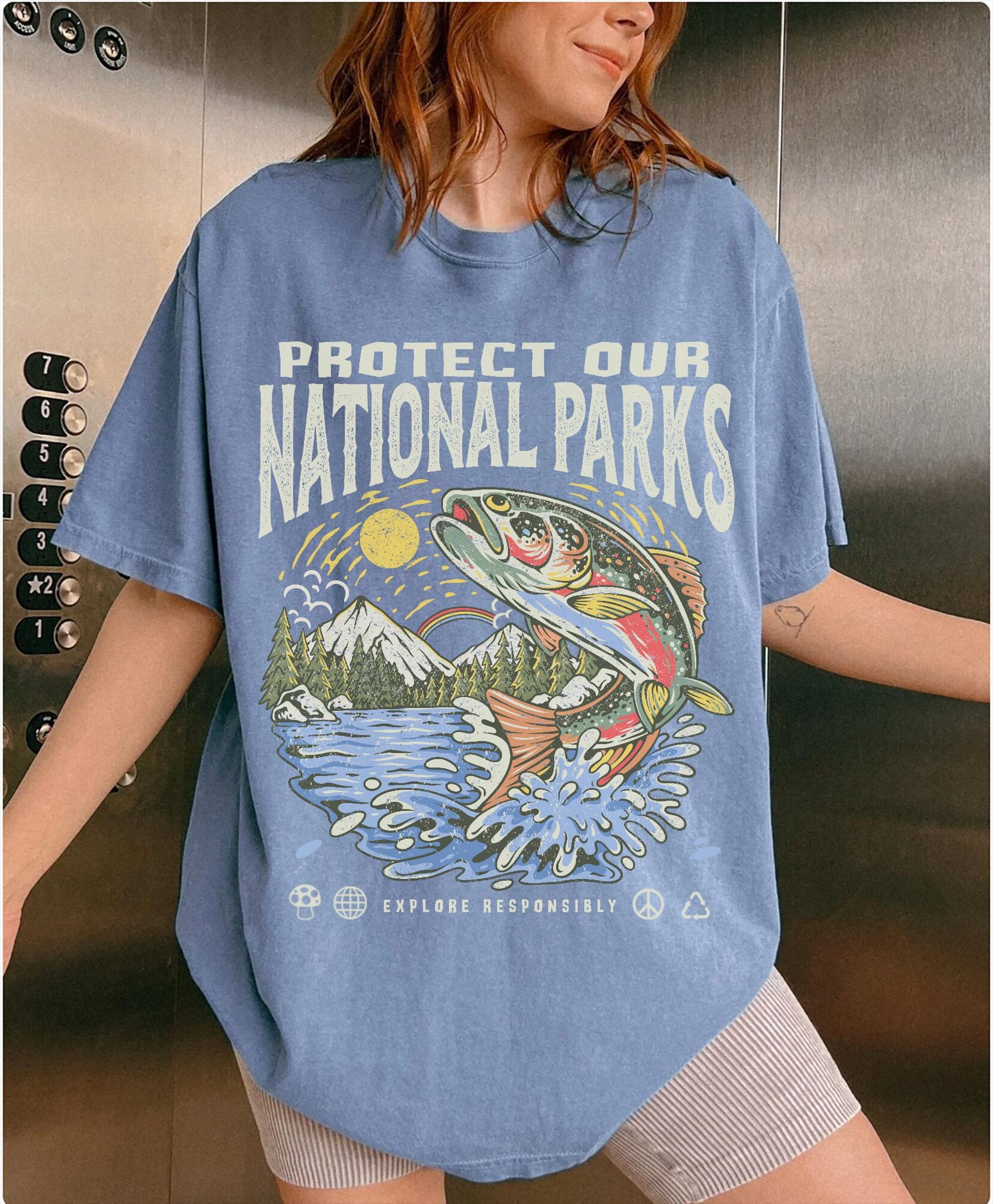 National Parks Fish Comfort Colors® T-Shirt | Hiking Camper Tee - Image 4