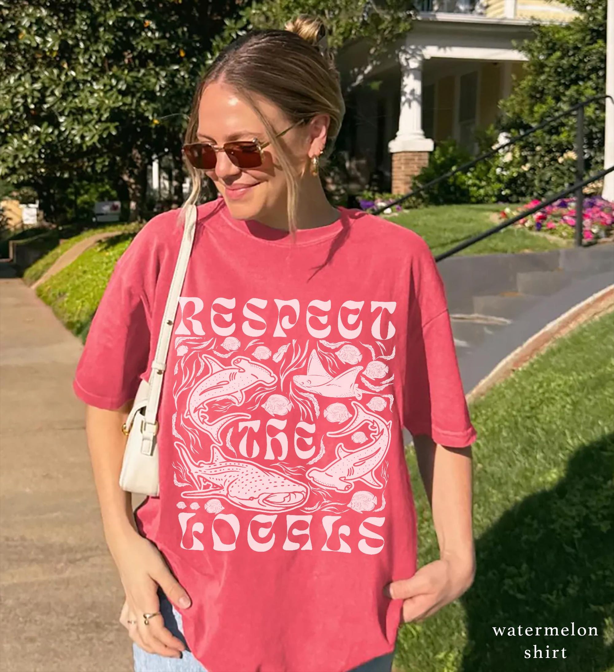 Respect the Locals Shark Tee – Comfort Colors Retro Ocean Shirt - Image 3