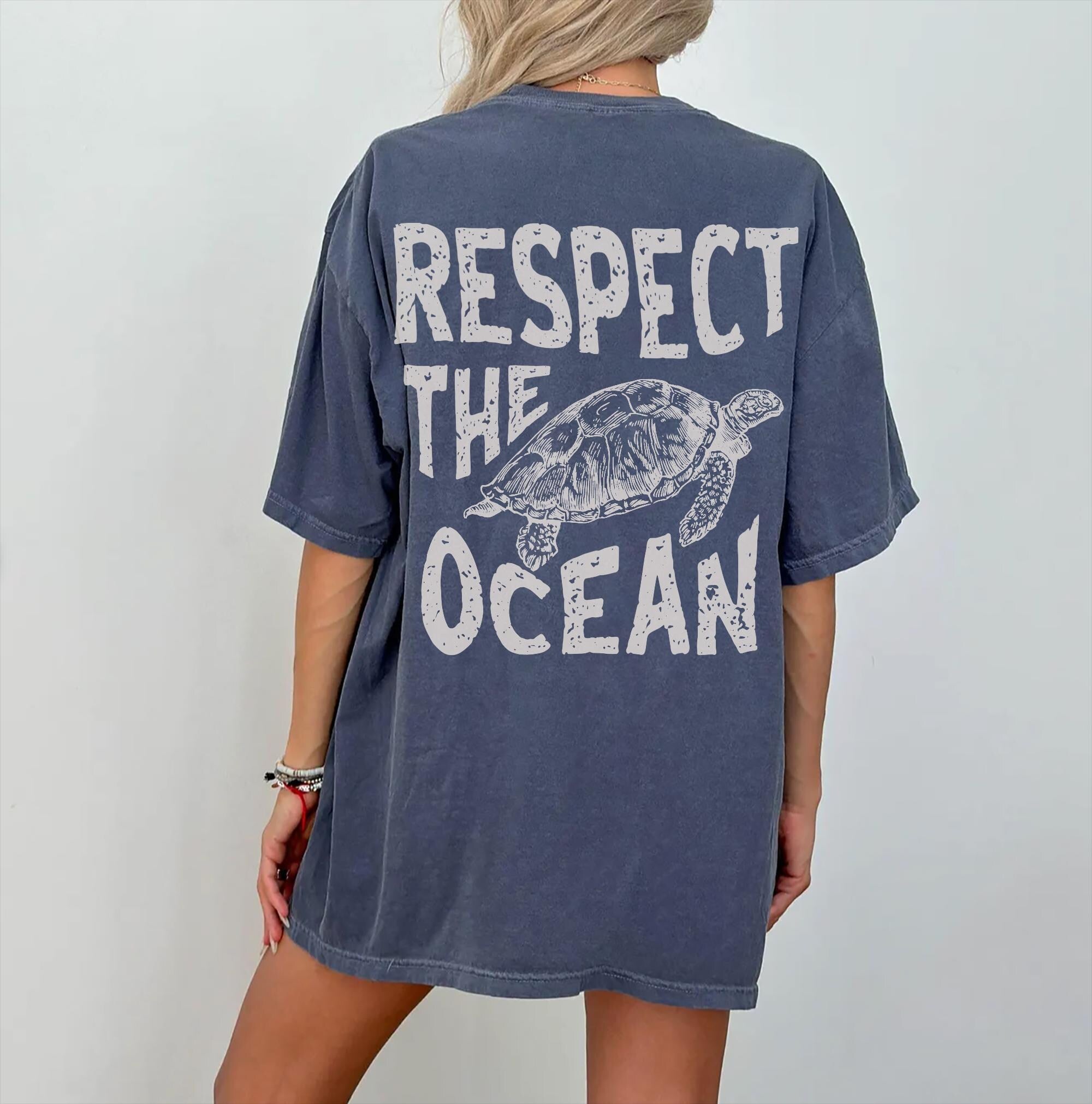 Respect the Ocean Sea Turtle Comfort Colors Tee - Image 5