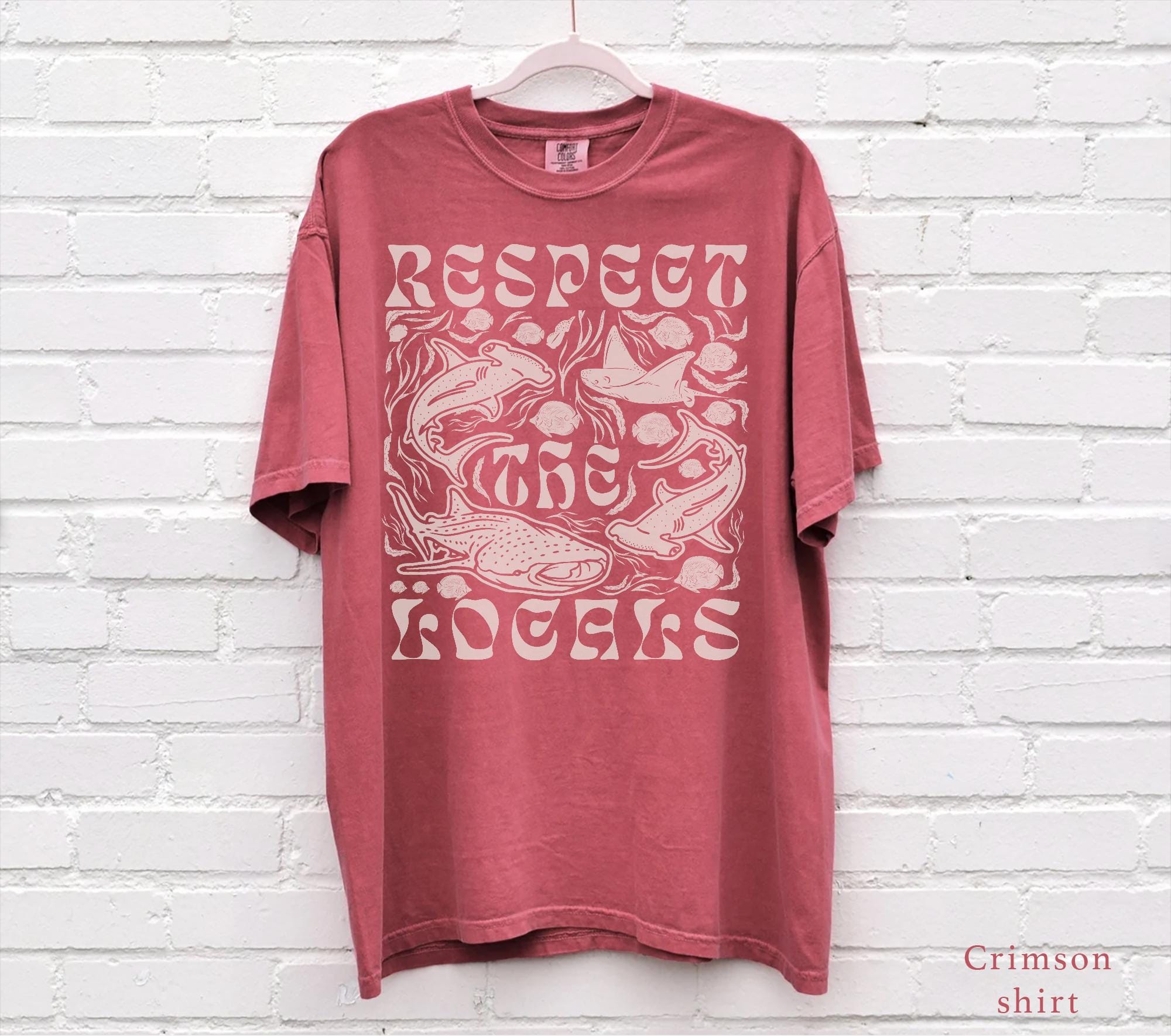 Respect the Locals Shark Tee – Comfort Colors Retro Ocean Shirt - Image 7