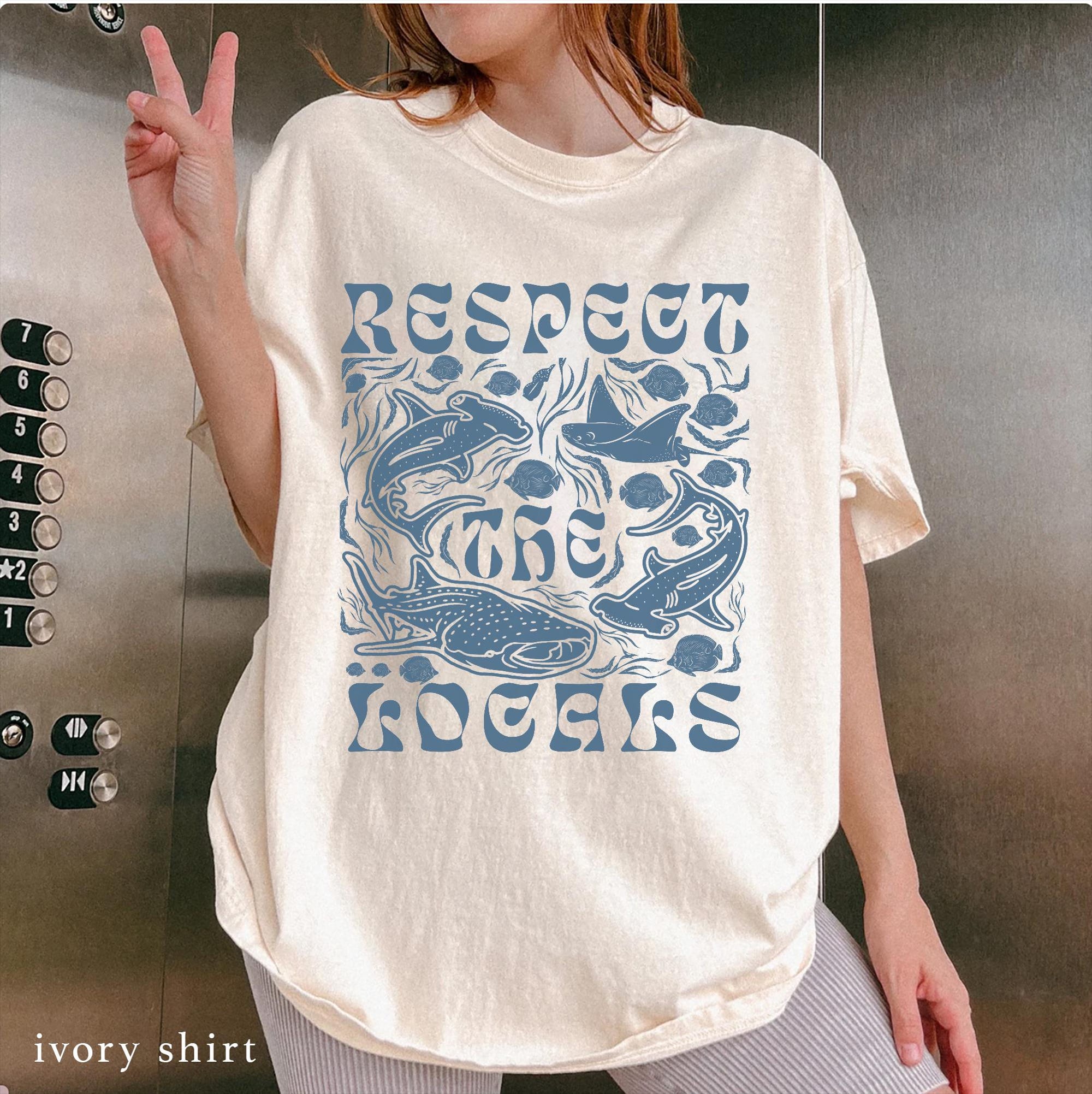 Respect the Locals Shark Tee – Comfort Colors Retro Ocean Shirt - Image 5