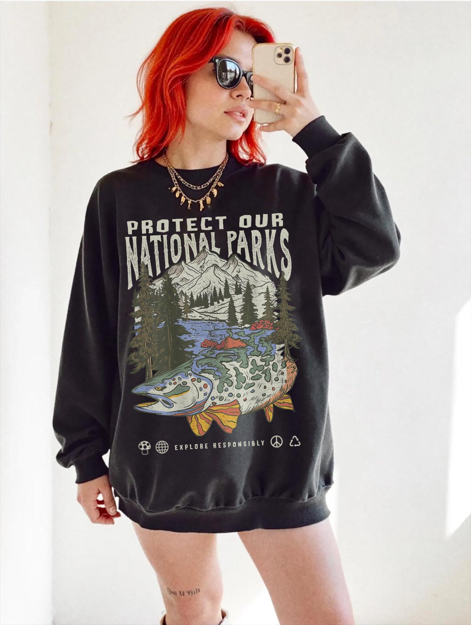 90s National Parks Crewneck Sweatshirt – Respect Wildlife - Image 3