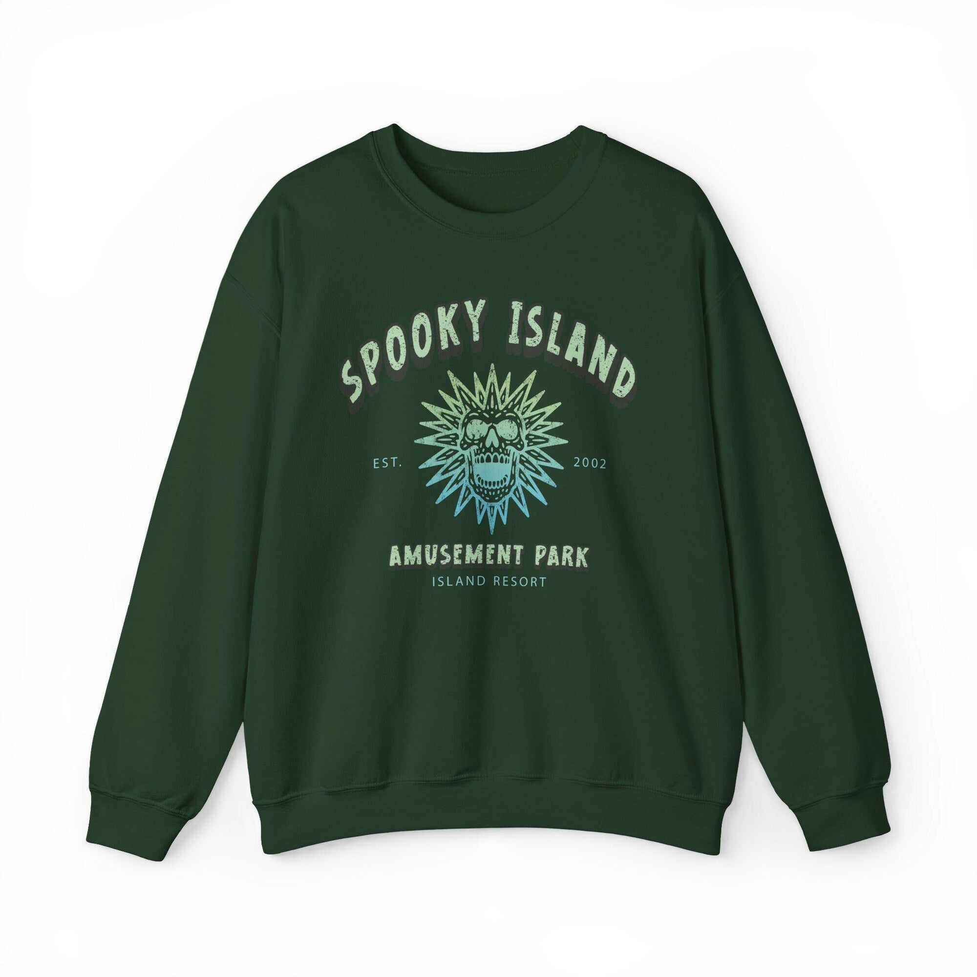 Spooky Island Crewneck Sweatshirt – Retro Halloween Disco Skull - Image 7