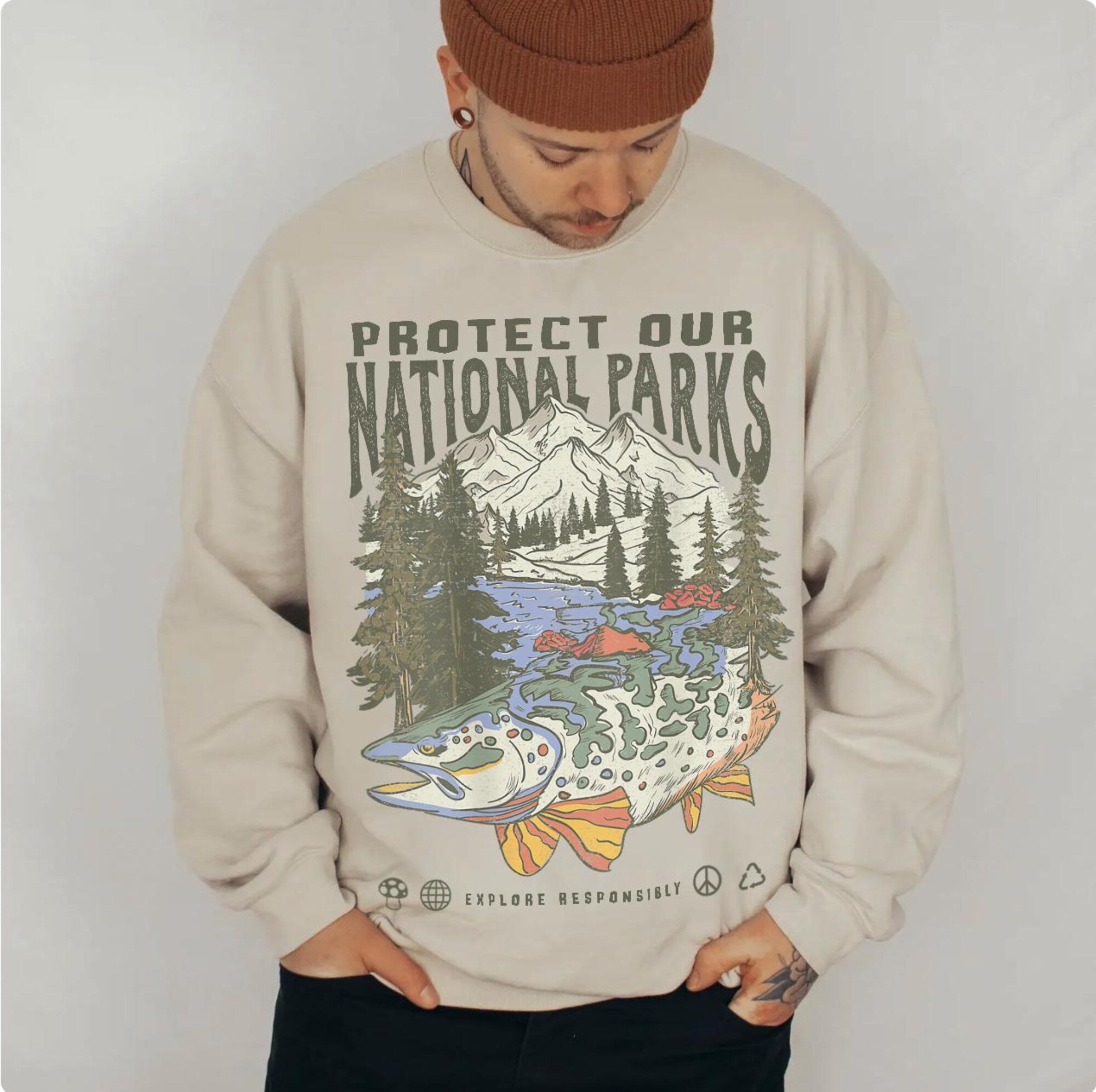 90s National Parks Crewneck Sweatshirt – Respect Wildlife - Image 6