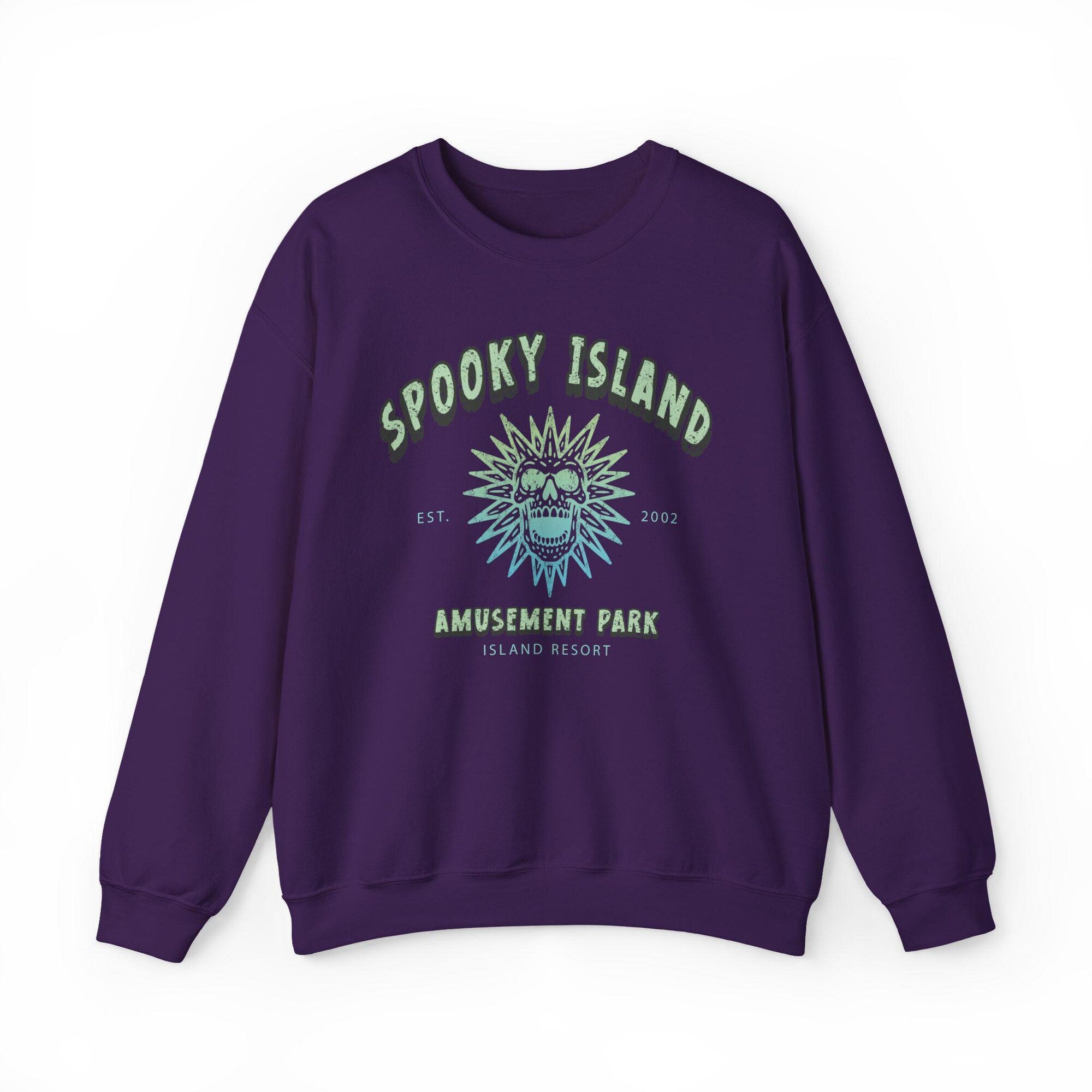 Spooky Island Crewneck Sweatshirt – Retro Halloween Disco Skull - Image 8