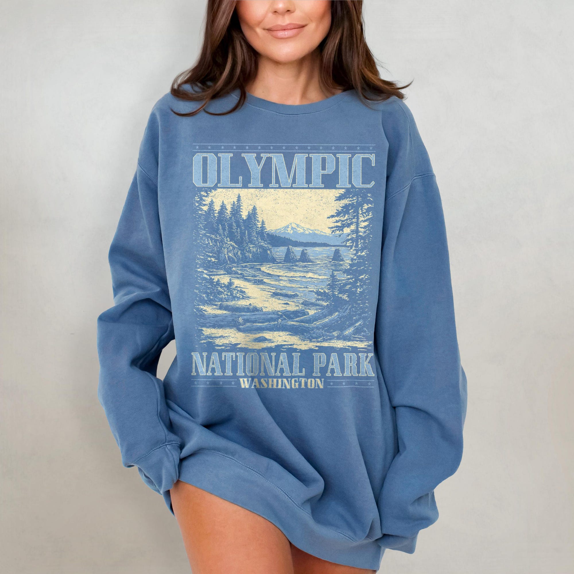 Olympic National Park Comfort Colors Crewneck Sweatshirt - Image 2