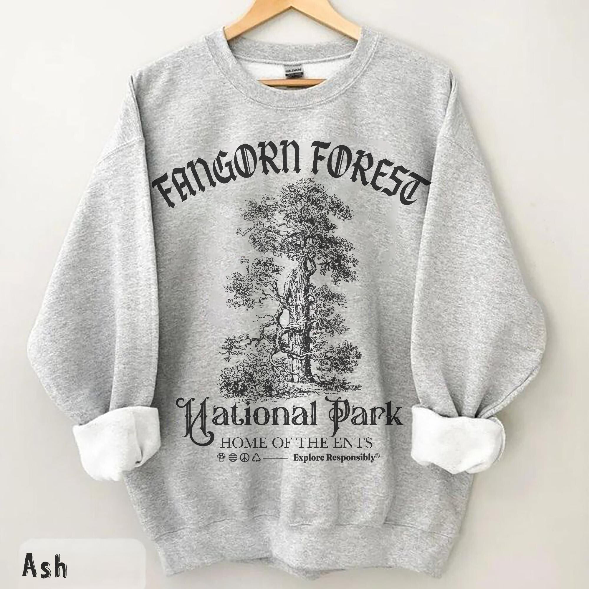 Fangorn Forest Crewneck Sweatshirt – Vintage Hiking Bookish Pullover - Image 3