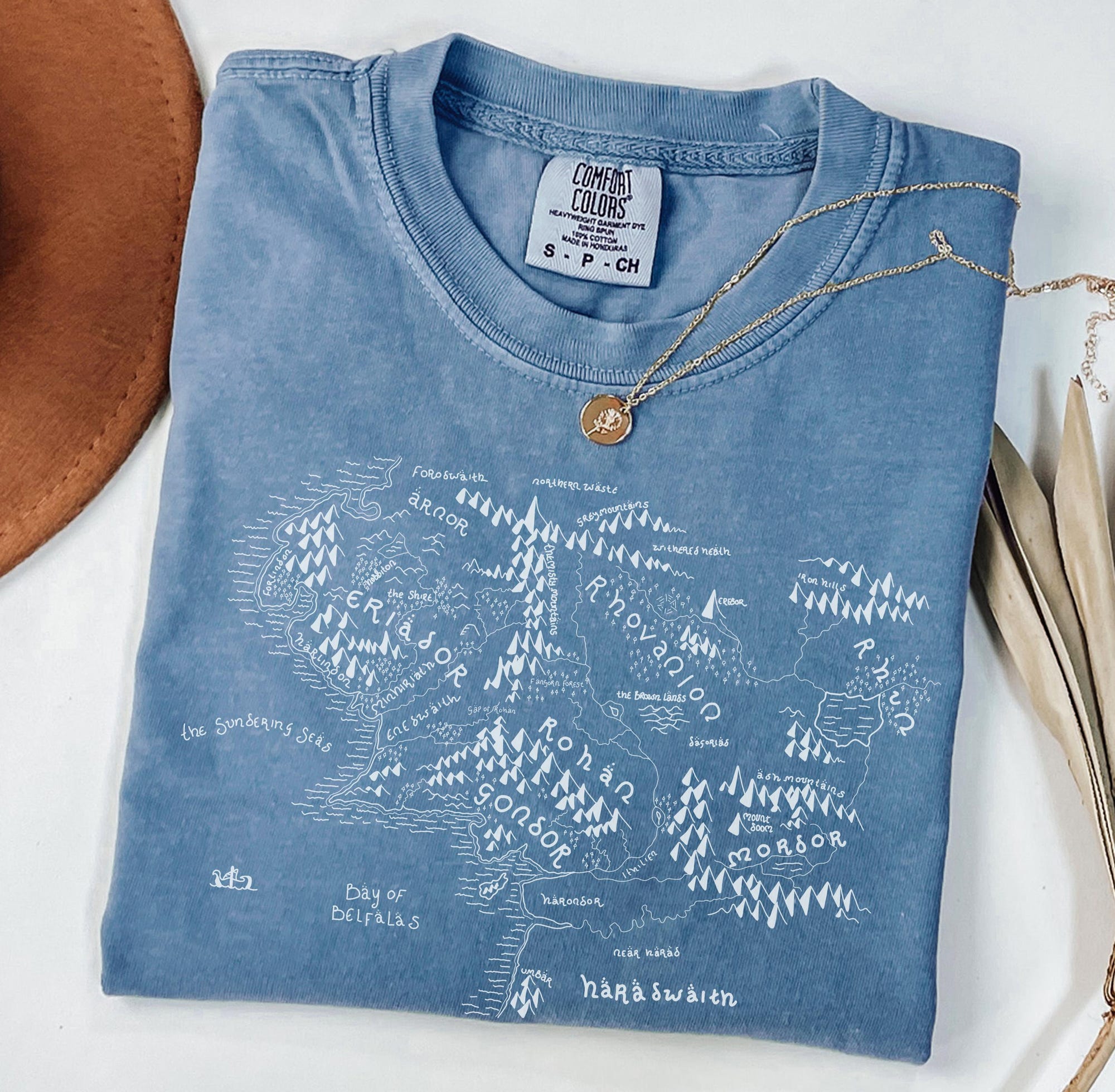 Middle Earth Map T‑Shirt (Comfort Colors 1717) – Soft Vintage Tee