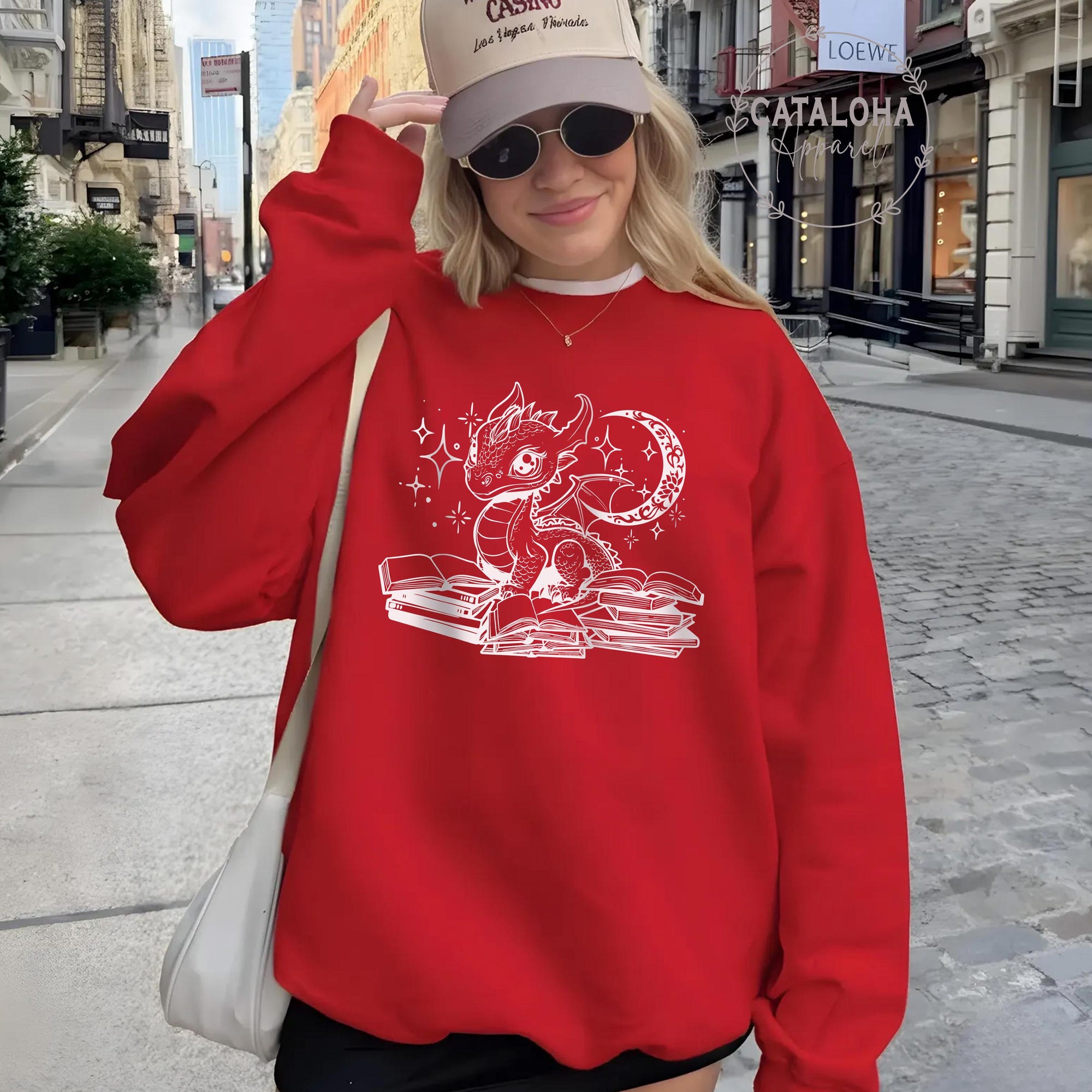Book Dragon Crewneck Sweatshirt for Fantasy Book Lovers - Image 6