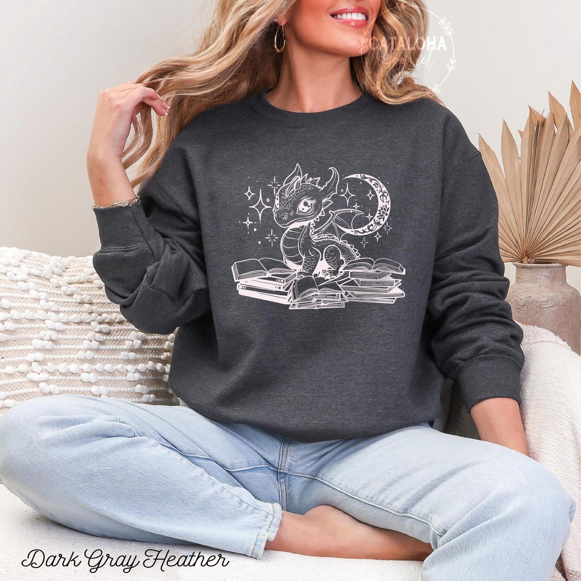 Book Dragon Crewneck Sweatshirt for Fantasy Book Lovers - Image 10