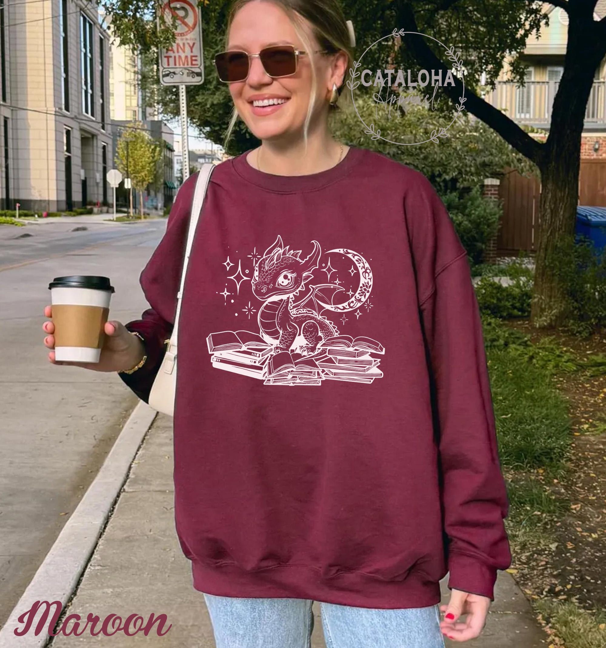 Book Dragon Crewneck Sweatshirt for Fantasy Book Lovers - Image 8