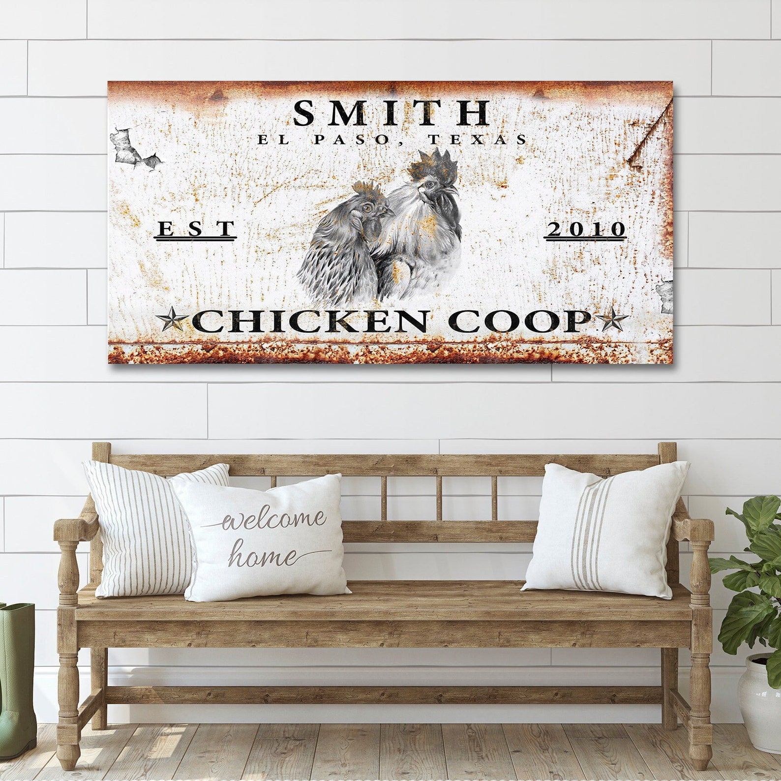 Personalized Chicken Coop Sign - Custom Family Name & Est. Date