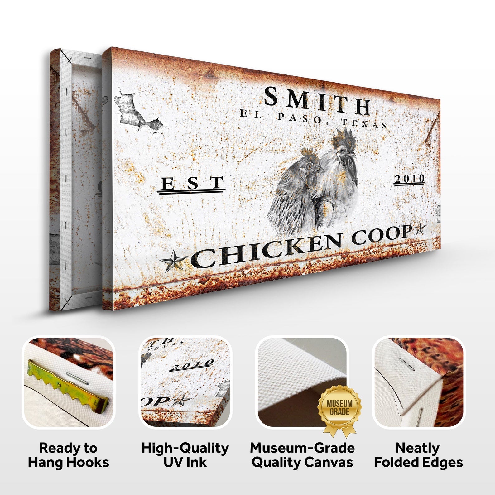 Personalized Chicken Coop Sign - Custom Family Name & Est. Date