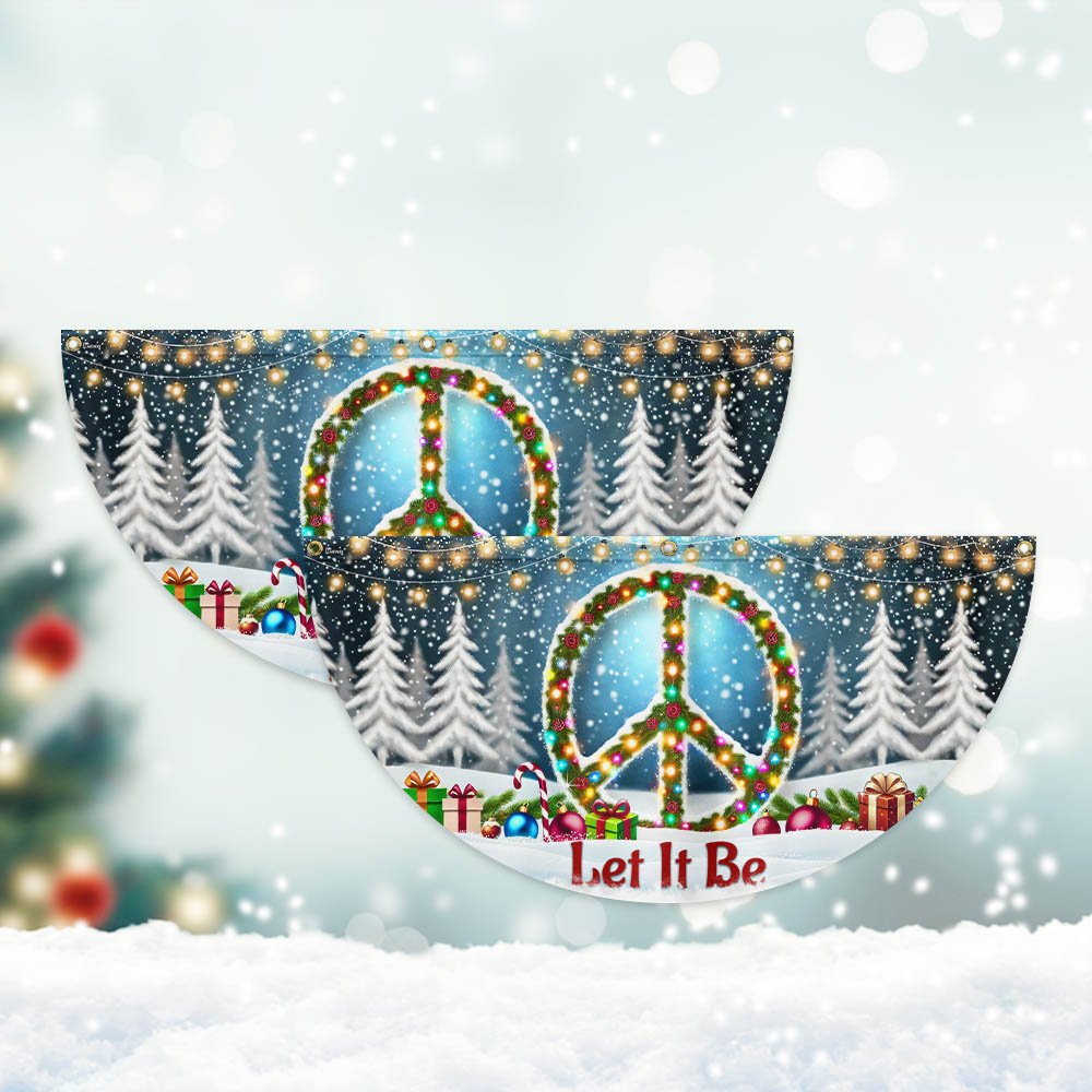 Hippie Christmas Let It be Non-Pleated Fan Flag