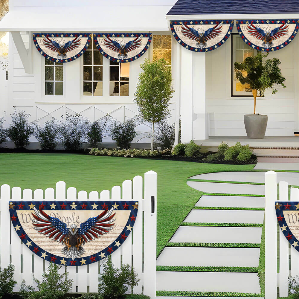 American Flag - We The People Patriotic Eagle Non-Pleated Fan Flag
