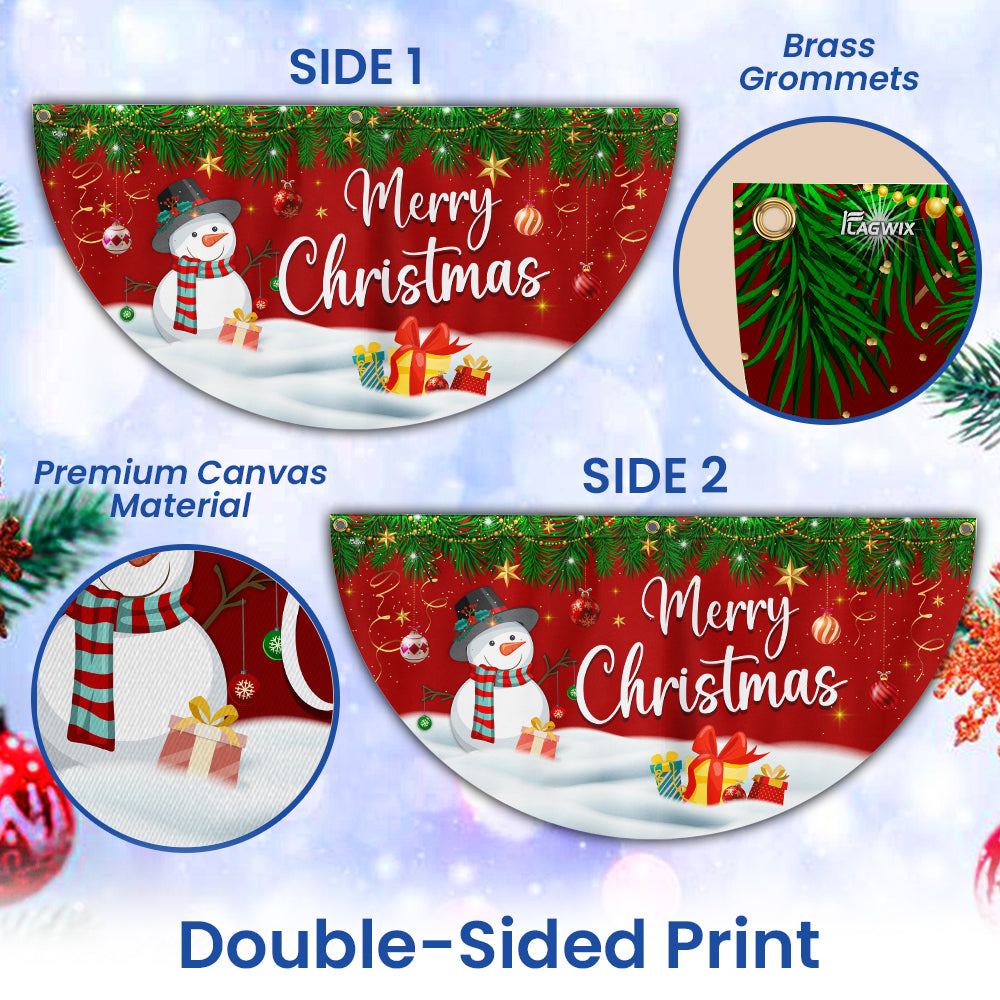 Merry Christmas Snowman Non-Pleated Fan Flag