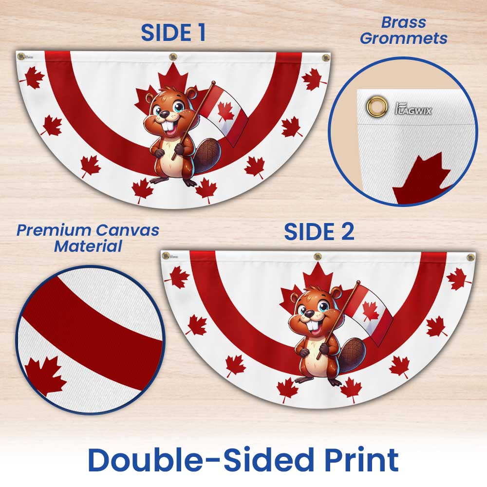 Happy Canada Day Beaver 1st Of july Non-Pleated Fan Flag